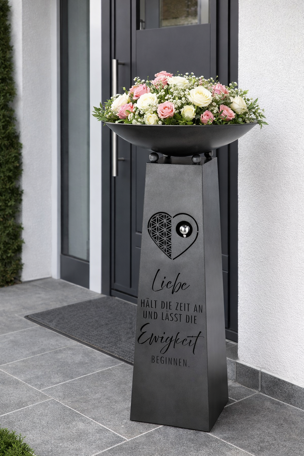 Ewige Liebe Schalenständer Metall Grau Antikfinish Dekoschale 95 cm