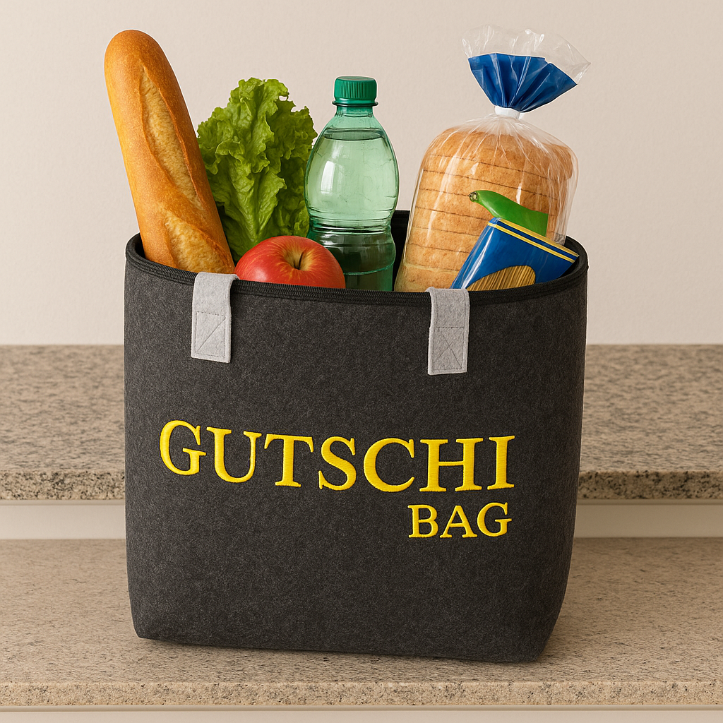 Gutschi Bag Filz Tasche mit Innentasche und goldener Stickerei