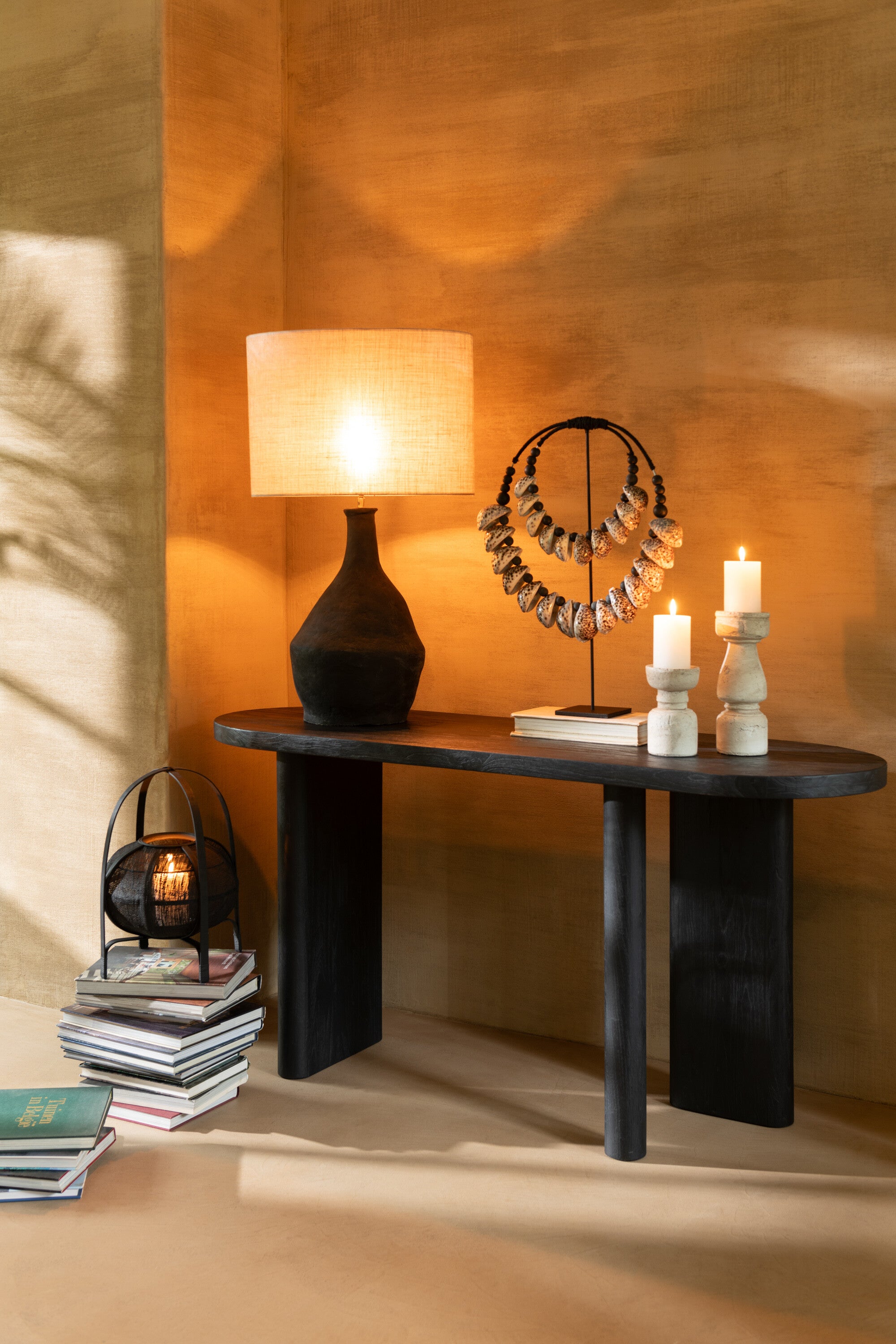 Schwarzer Teakholz Tisch 150cm