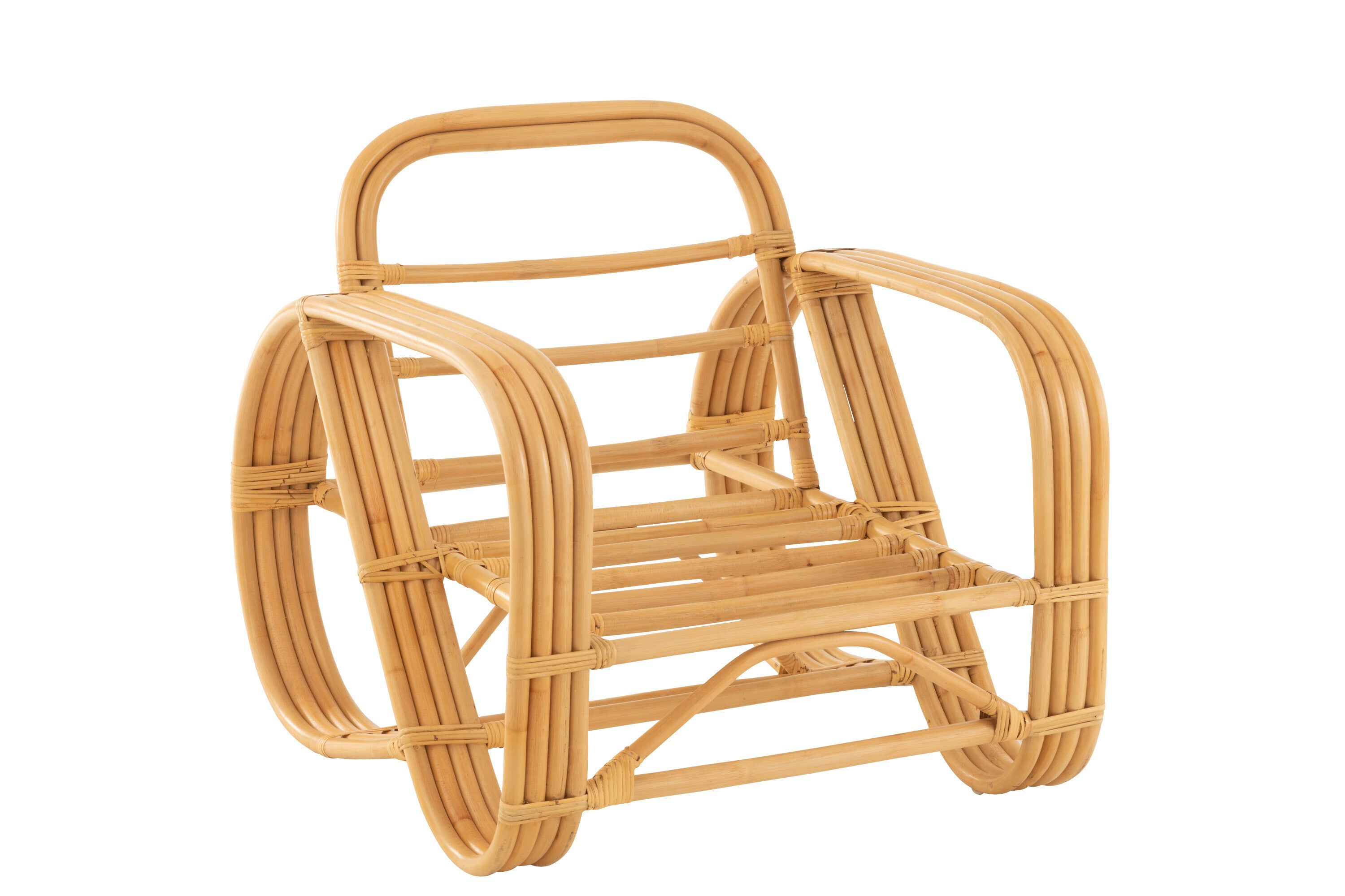 Komfortabler Armlehnsessel mit Kissen - Eleganz aus Rattan und Textil in Naturell und Weiß