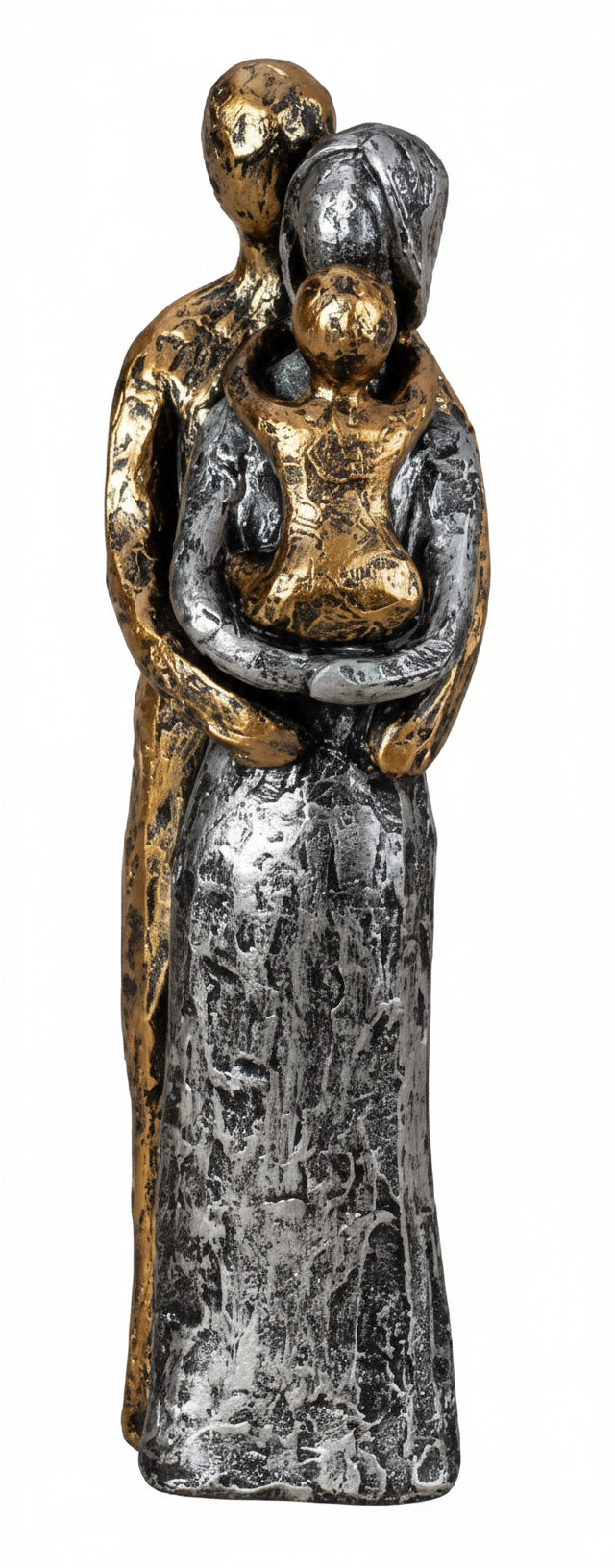 Dekofigur Familienharmonie Polyresin Gold Silber 23cm