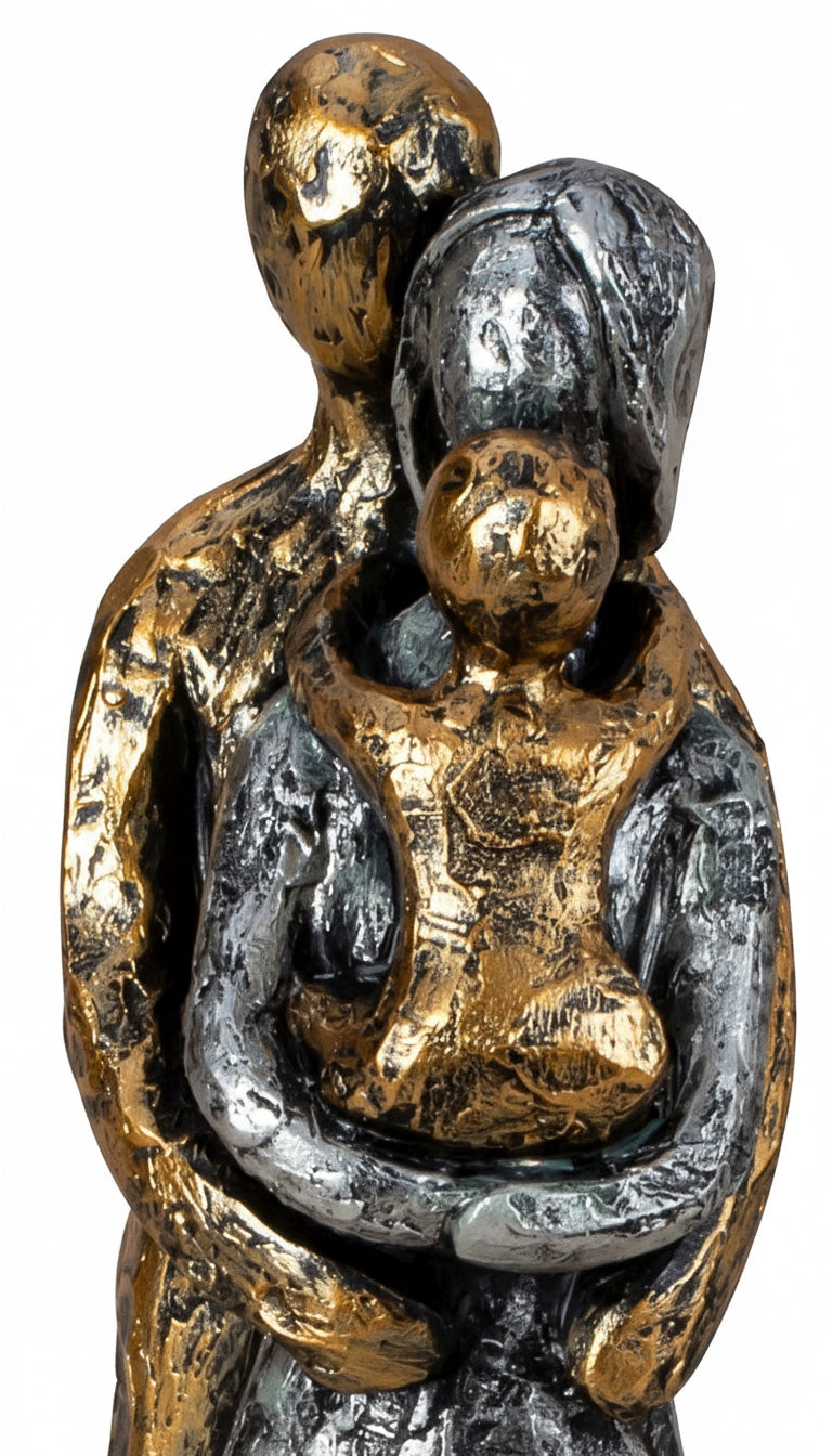 Dekofigur Familienharmonie Polyresin Gold Silber 23cm