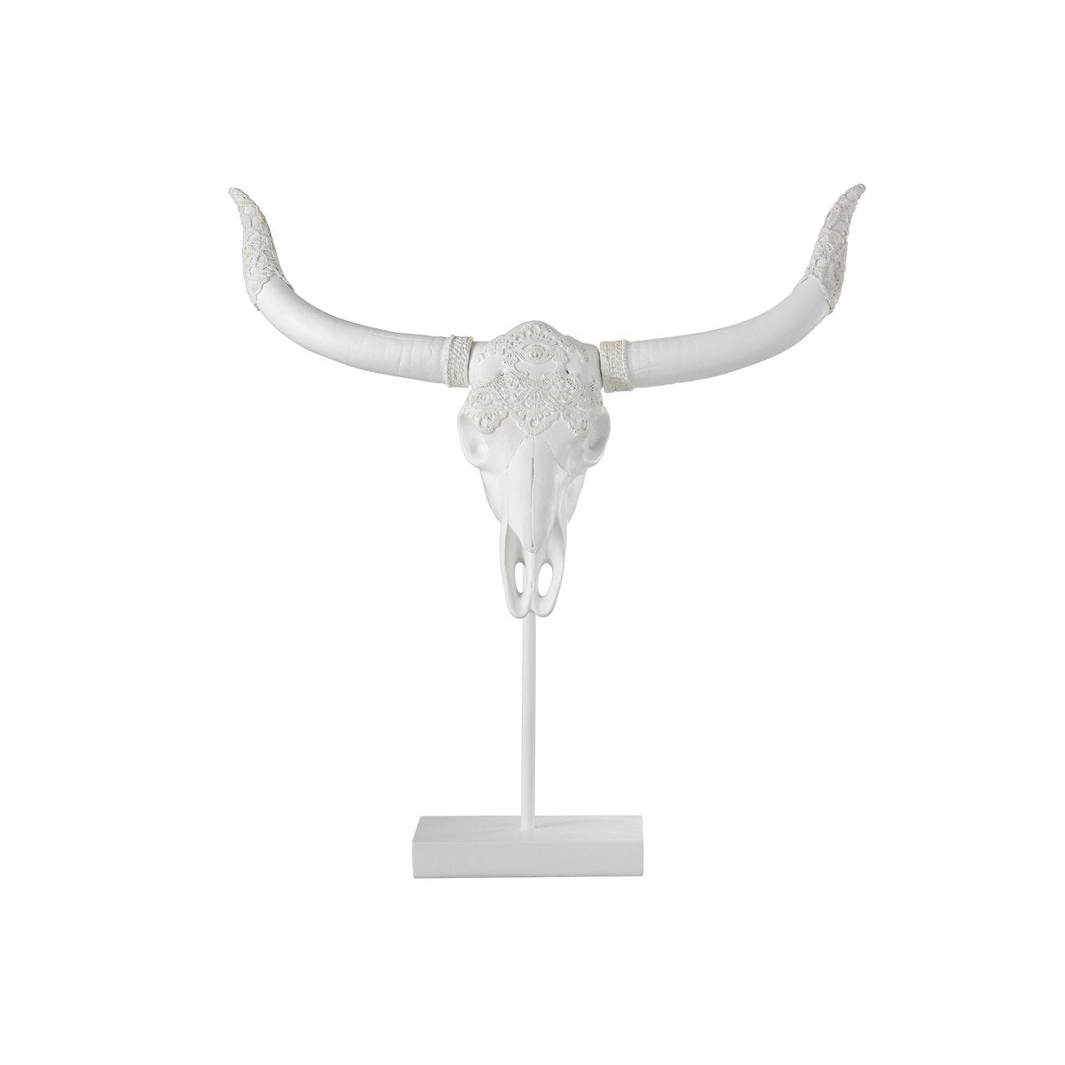 Hirschschädel Skulptur auf Basis – Weiß