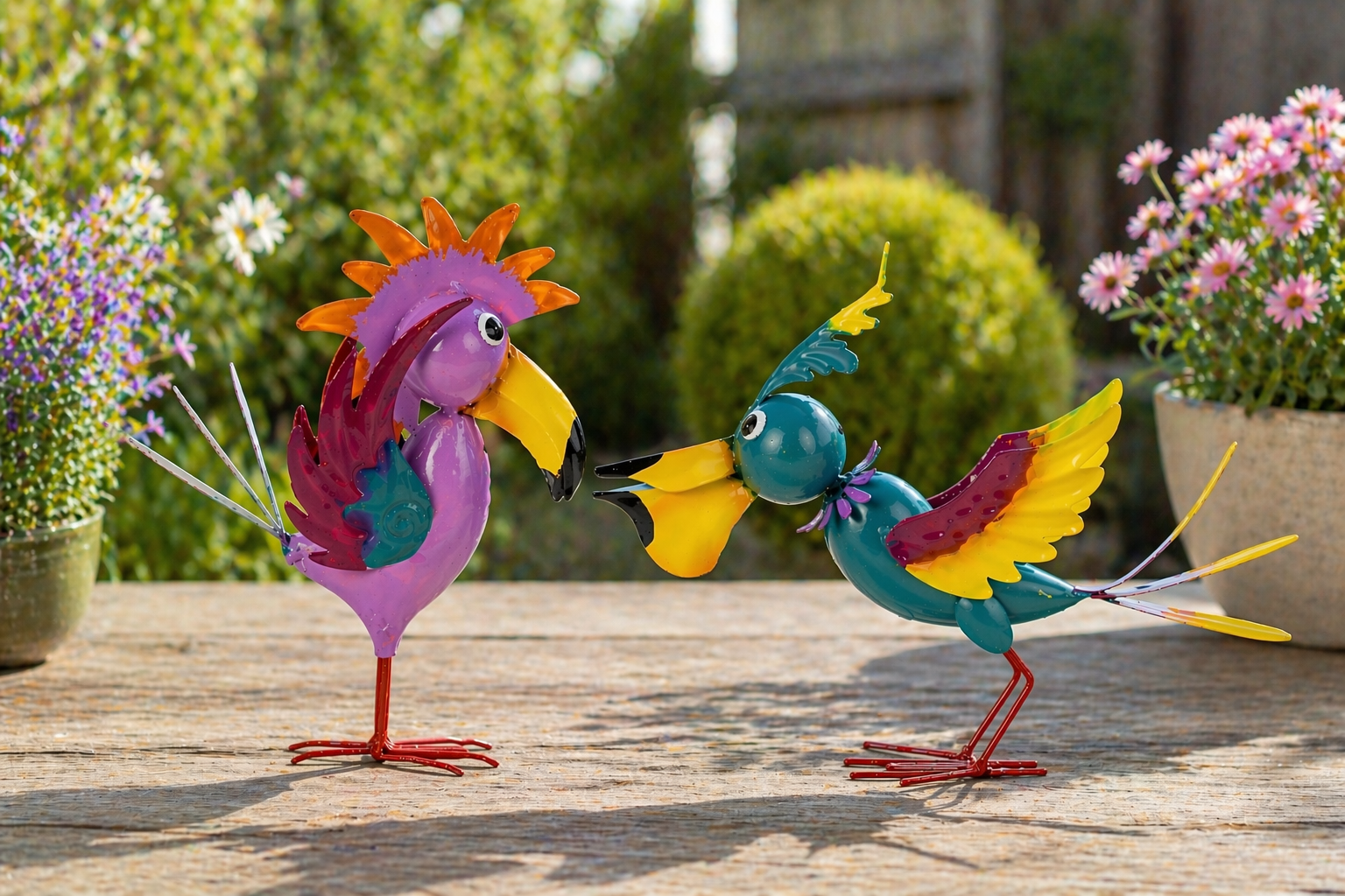 Dekofiguren Avia Color Duo Metall Vögel 2er Set bunt 20 cm
