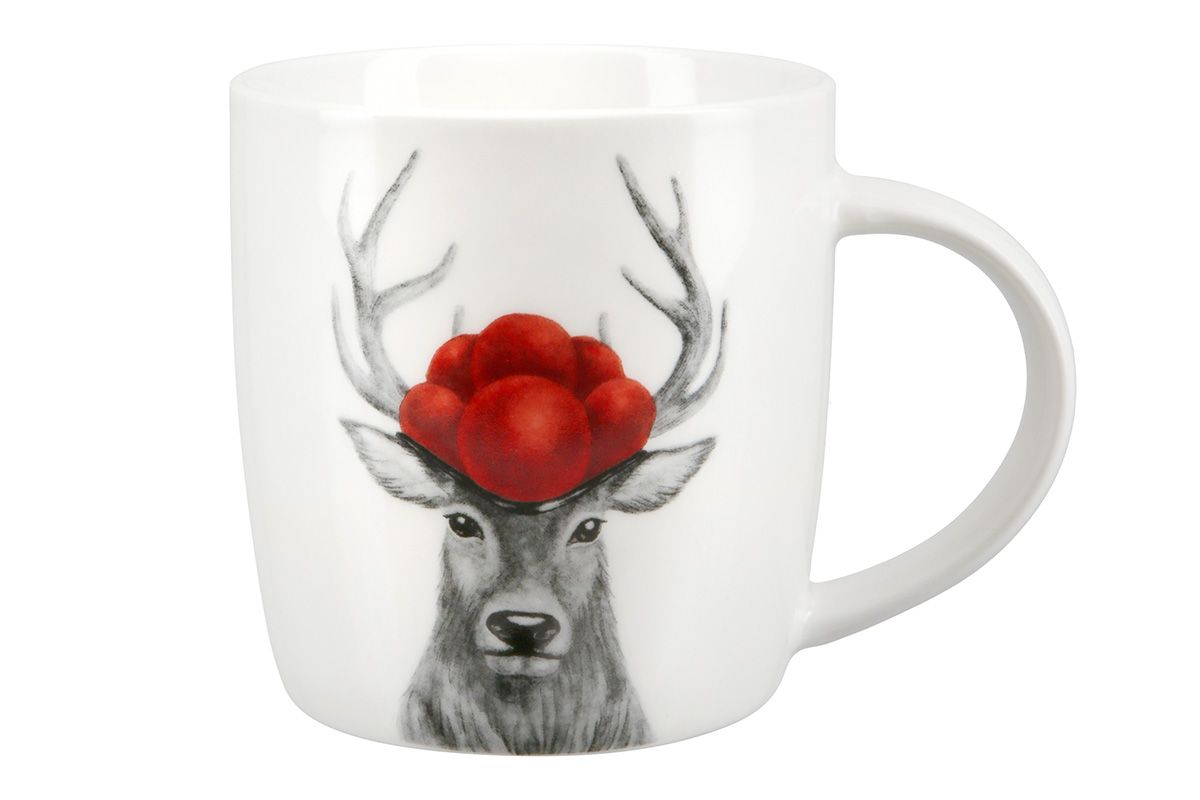 Porcelain cup deer with Bollenhut set of 6