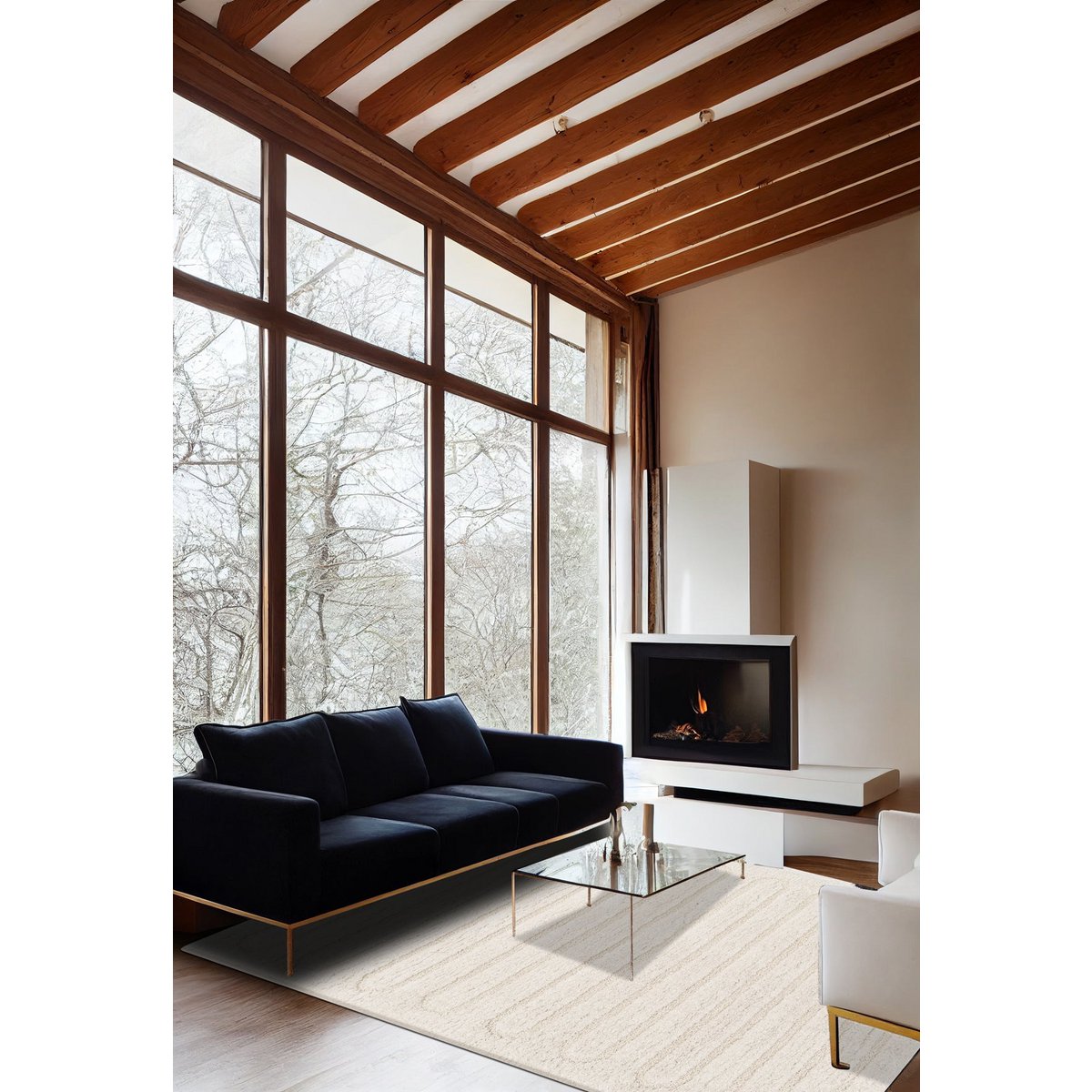 Recycelter Polyester -Polyester -Reliefteppich mit minimalistischem Eolya -Design