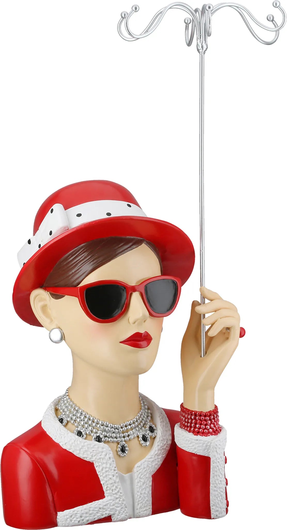 Schmuckständer Lady Chloe Figur Metalloptik Rot 40cm