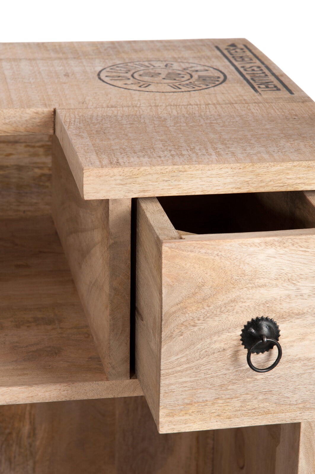 Handgefertigte Holz Bar "Naturell" - Sonderanfertigung aus Echtholz mit 2 Schubladen, Weinregalen und Arbeitsfläche