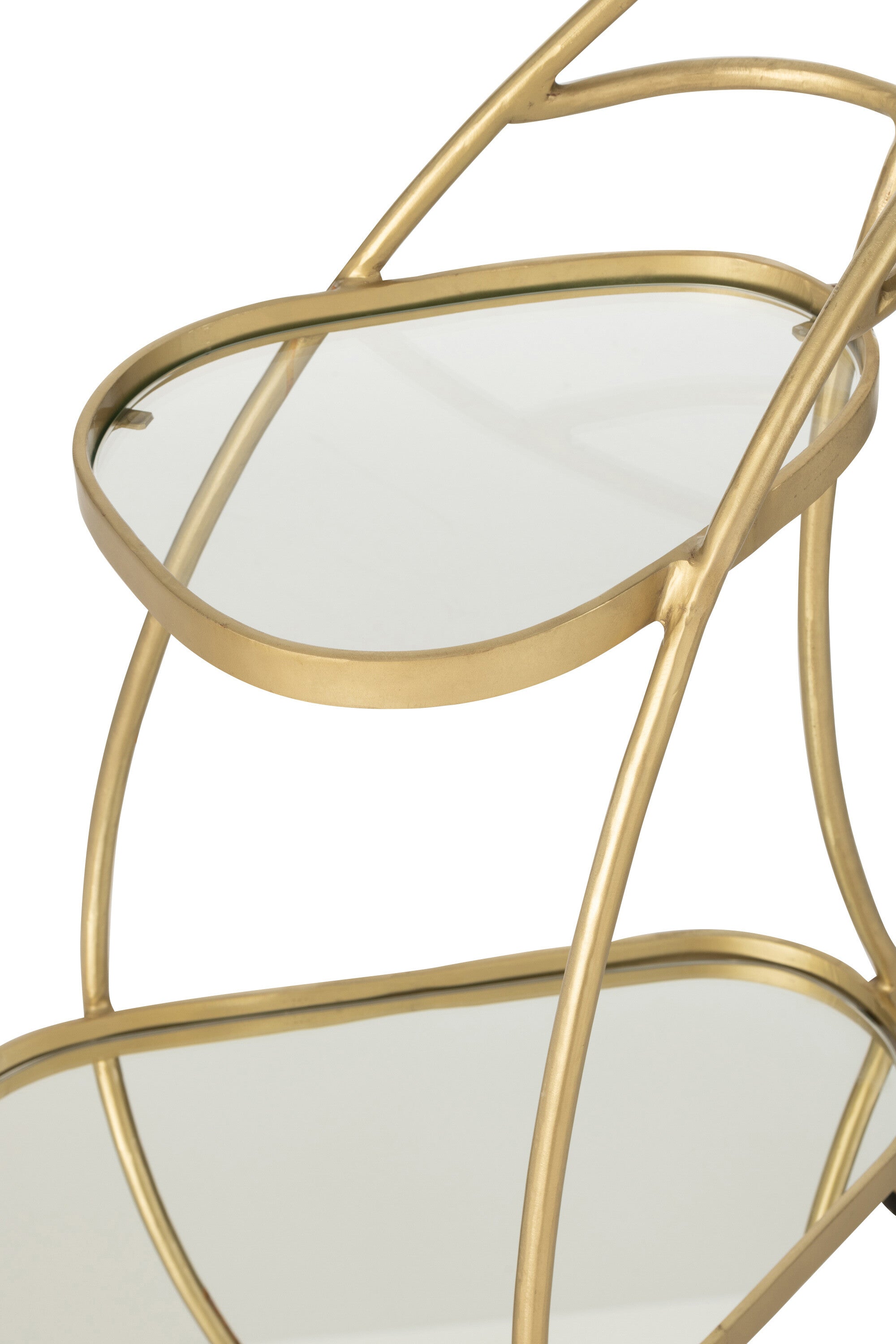 Eleganter Servicewagen Dreieckig aus Metall in Spiegelgold