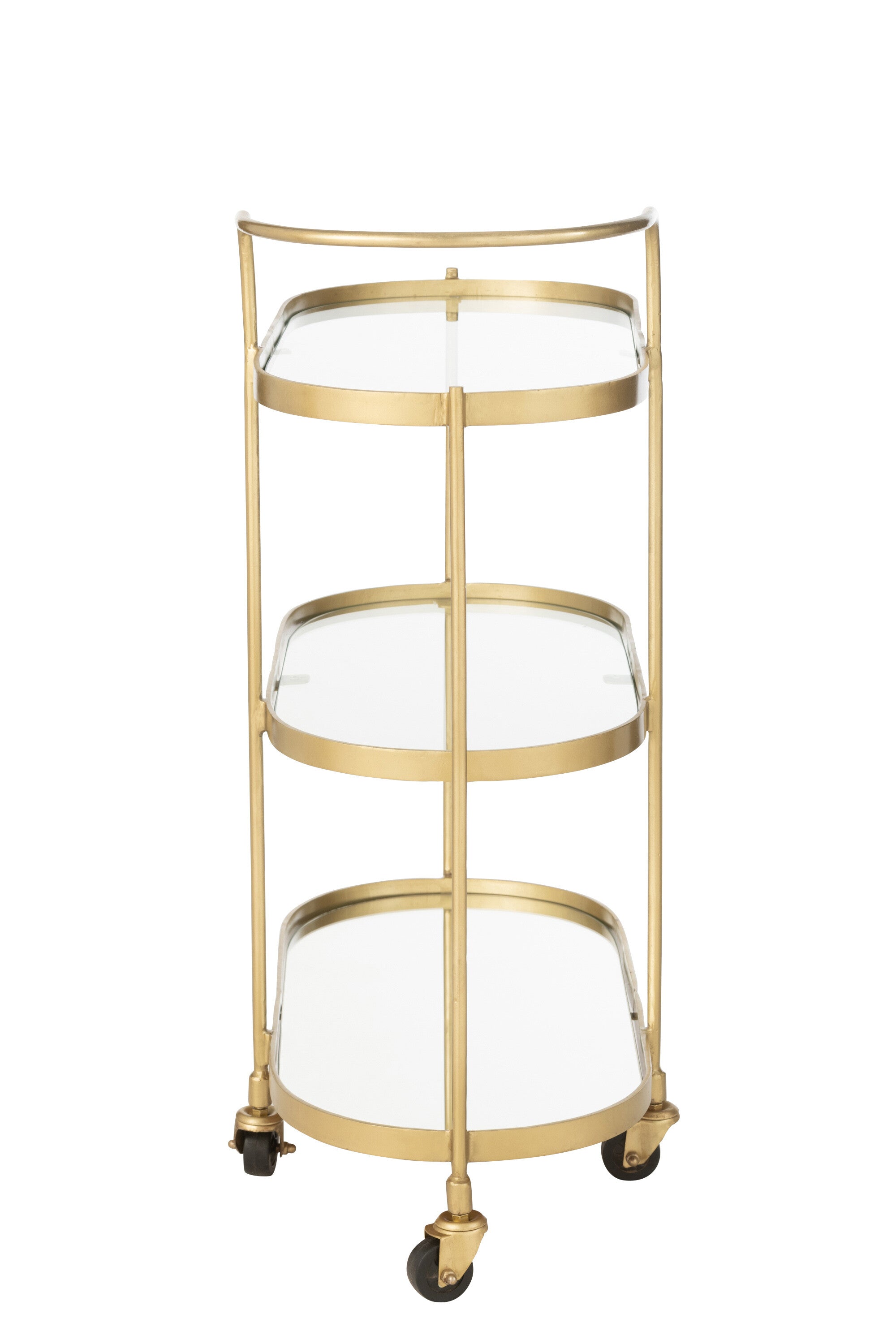 Eleganter Ovaler Servicewagen aus Metall in Spiegelgold