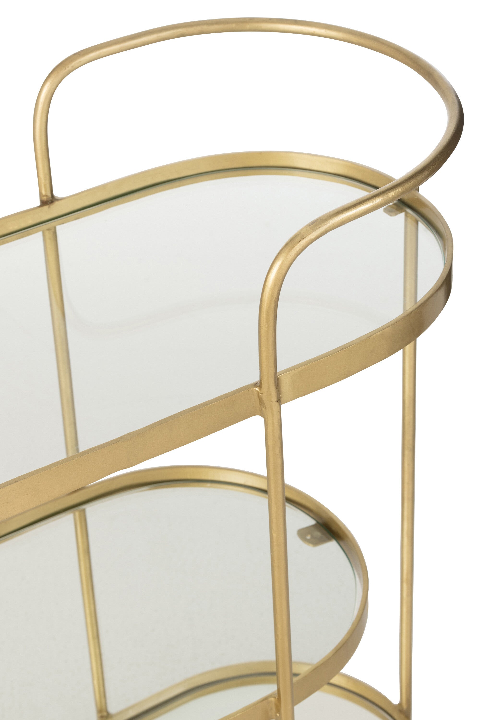 Eleganter Ovaler Servicewagen aus Metall in Spiegelgold