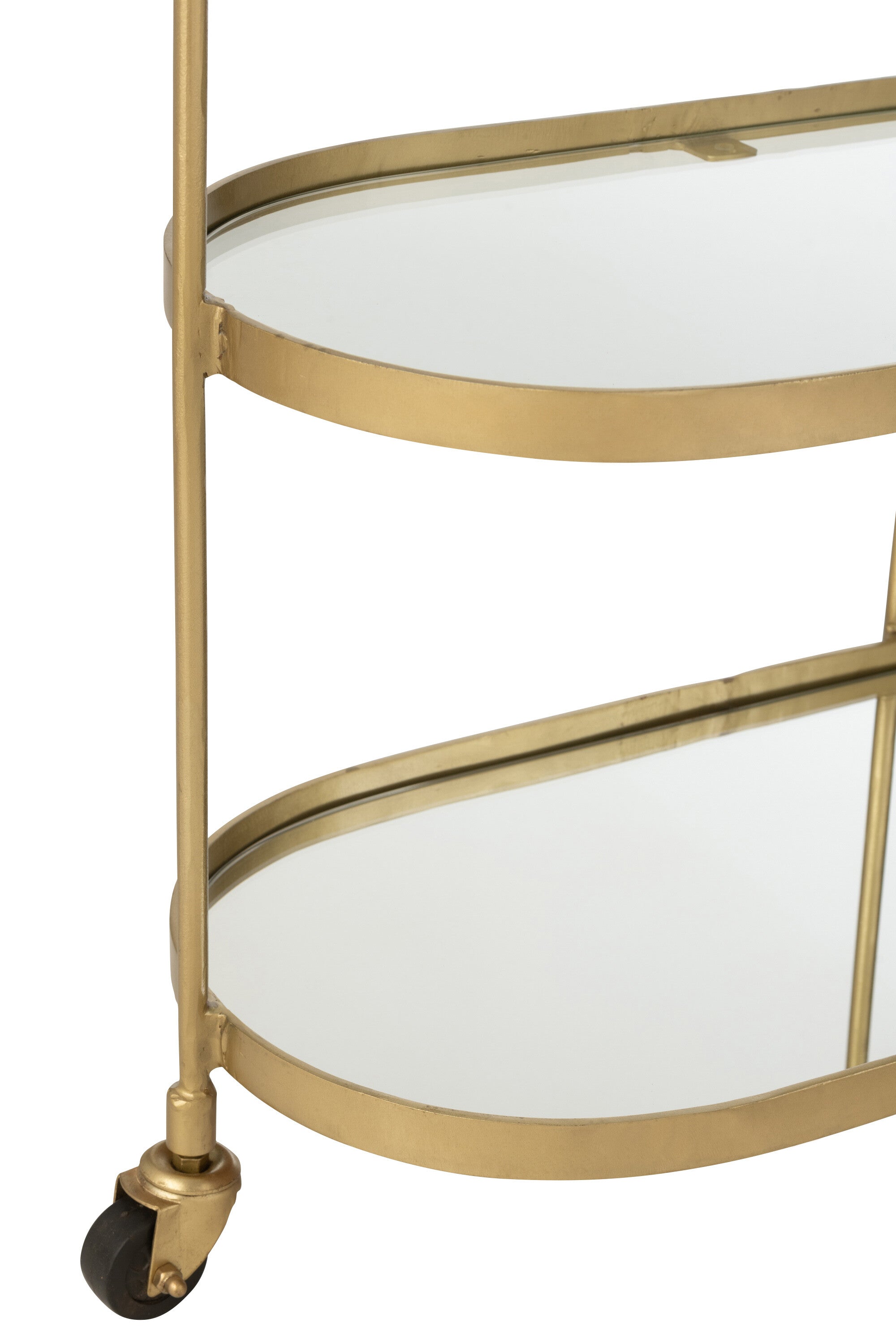Eleganter Ovaler Servicewagen aus Metall in Spiegelgold