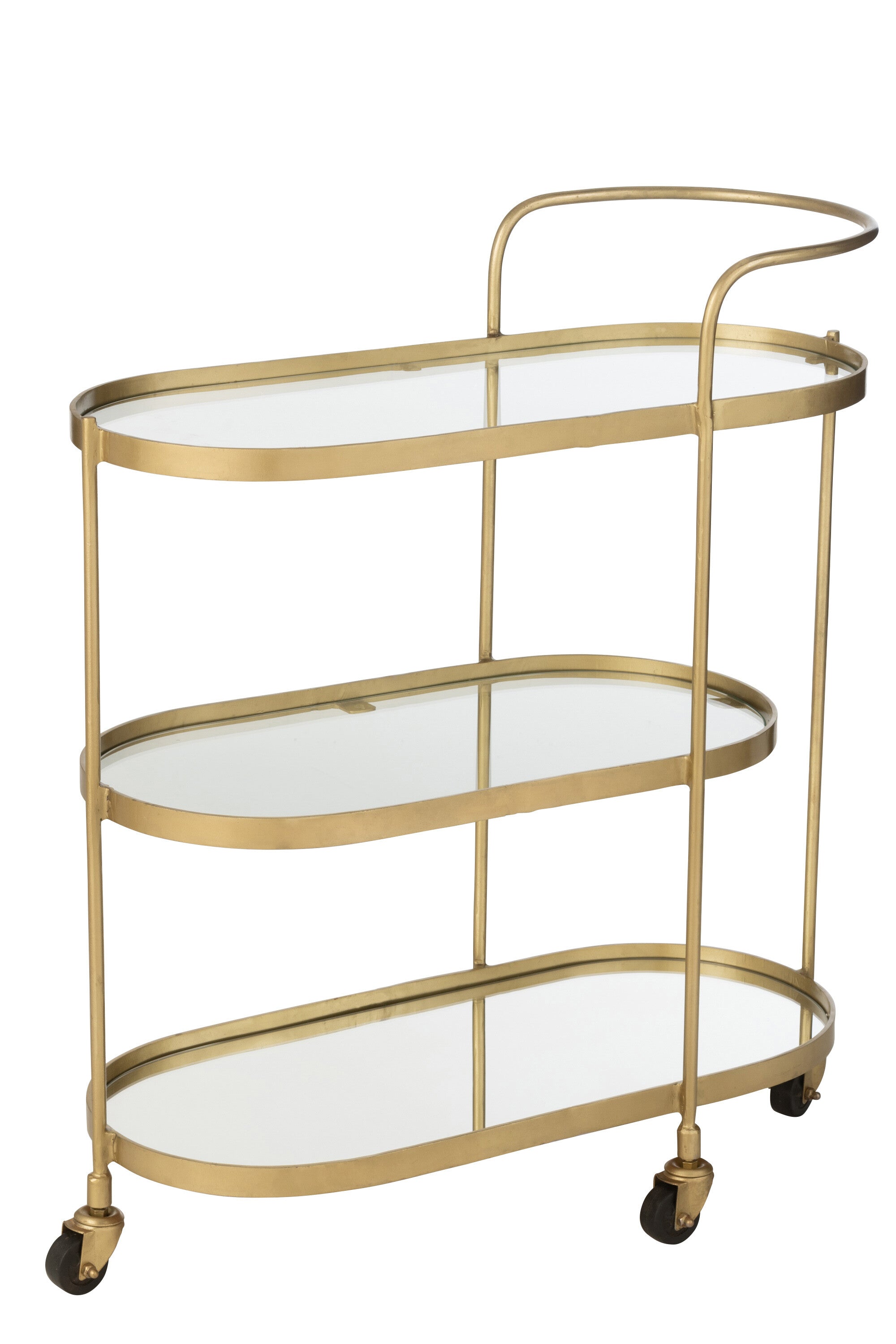 Eleganter Ovaler Servicewagen aus Metall in Spiegelgold