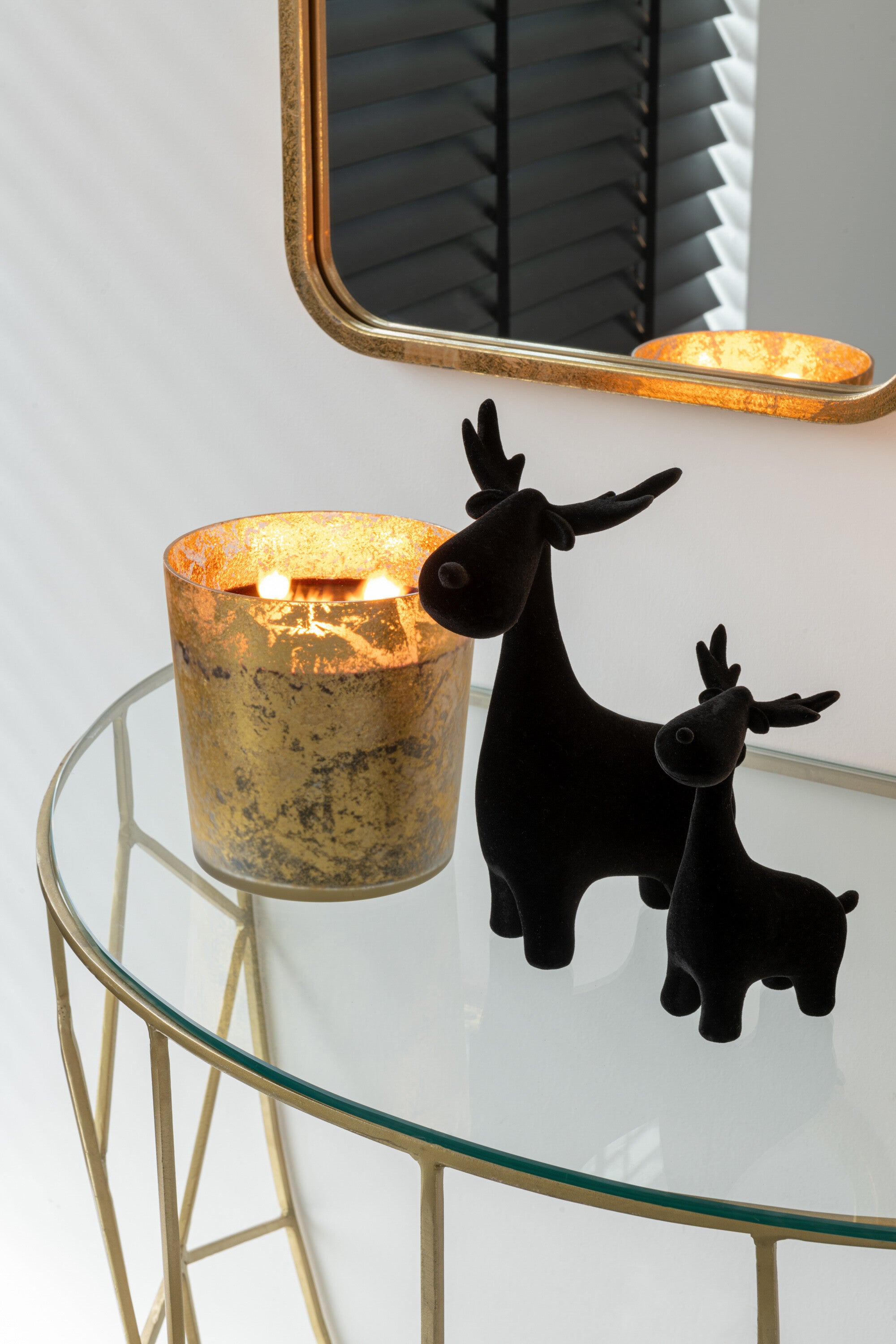 Luxuriöse Konsole Moza aus Metall und Glas in Gold