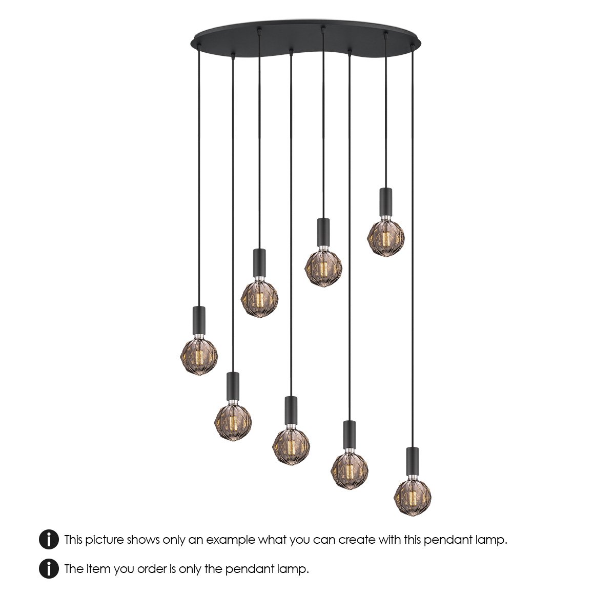 Ovale Metall-Hängelampe 8L - 80/27,5/117,5CM
