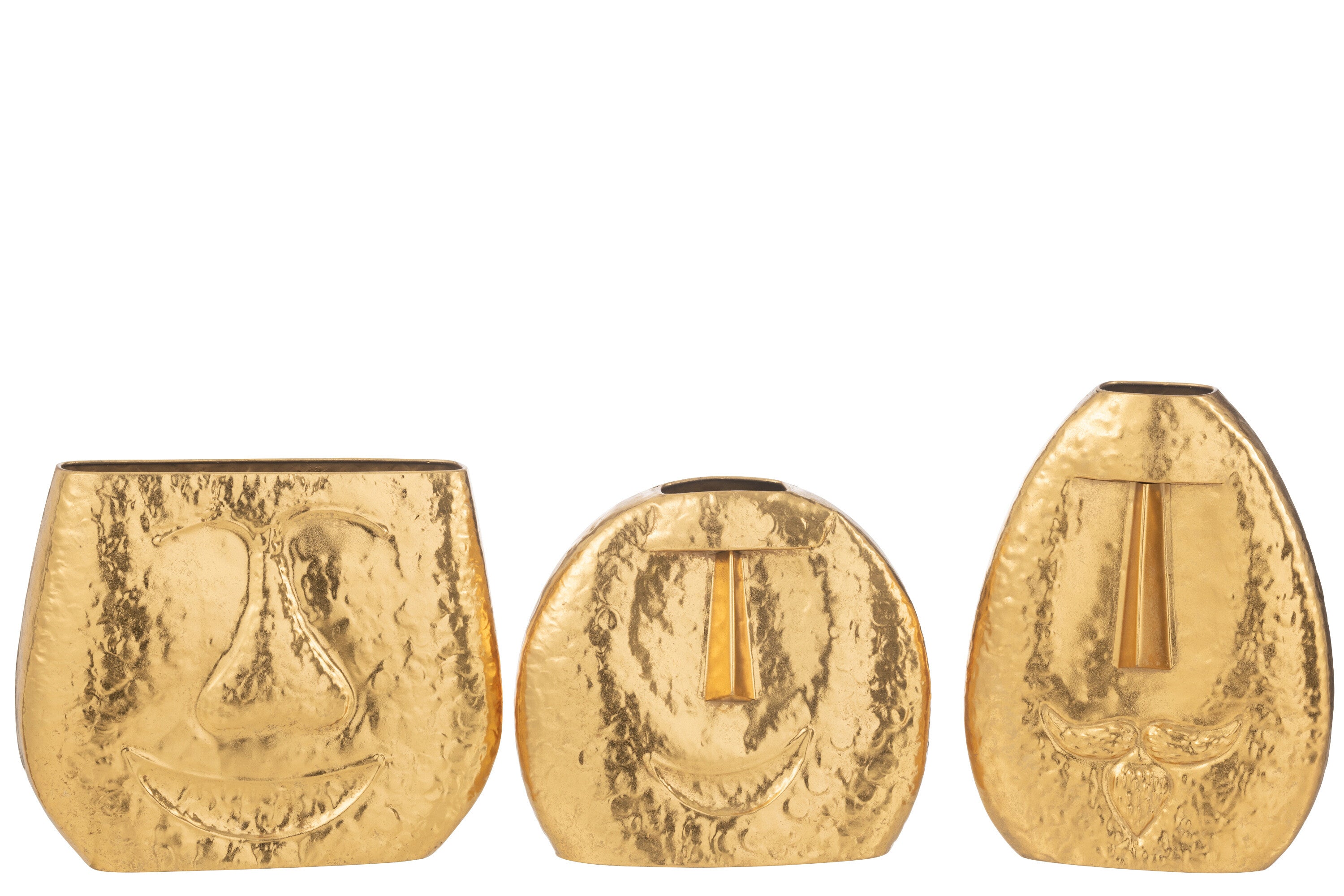 Deko Vasen Set Cara 3-teilig Gesichter Design Metall Gold