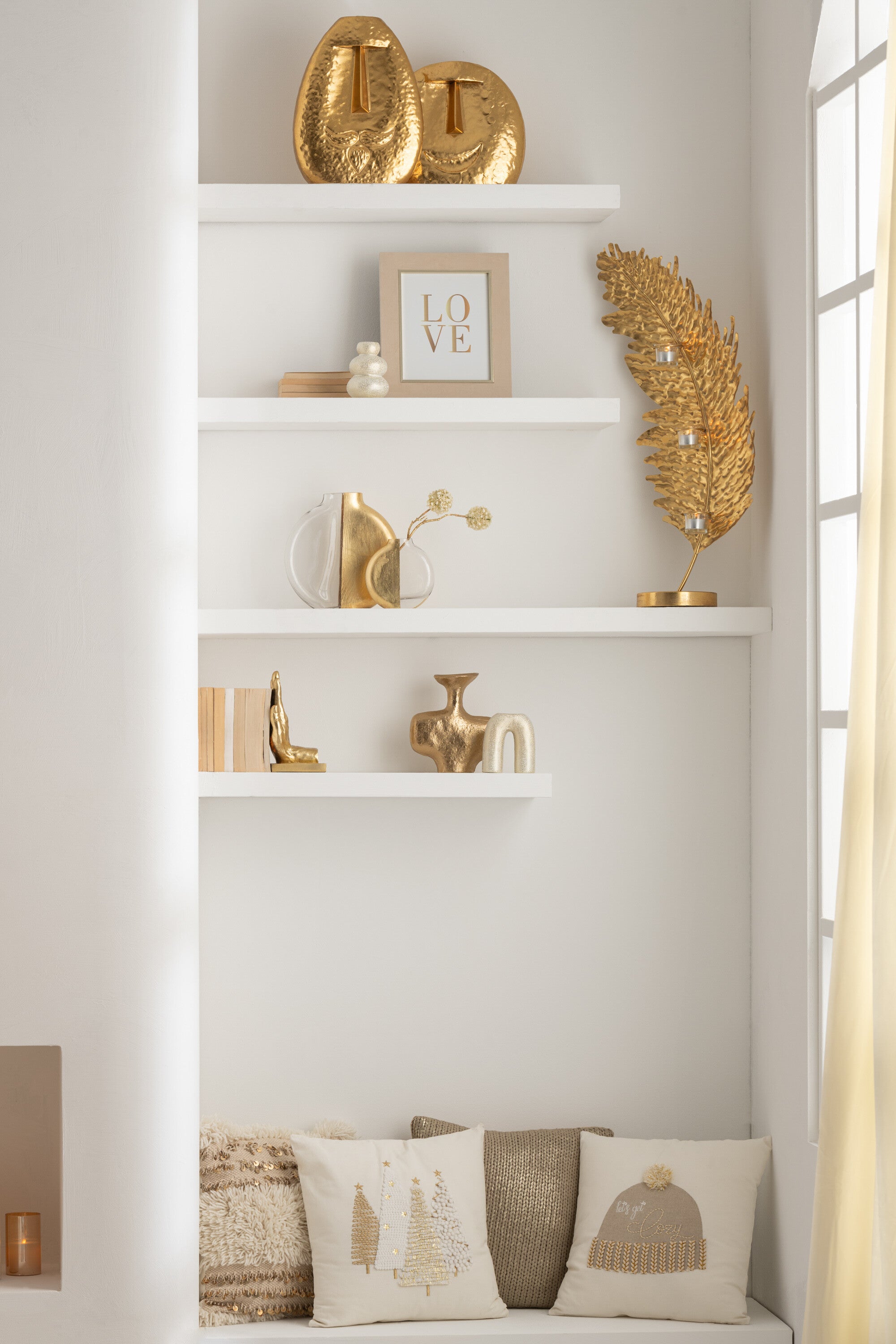 Deko Vasen Set Cara 3-teilig Gesichter Design Metall Gold