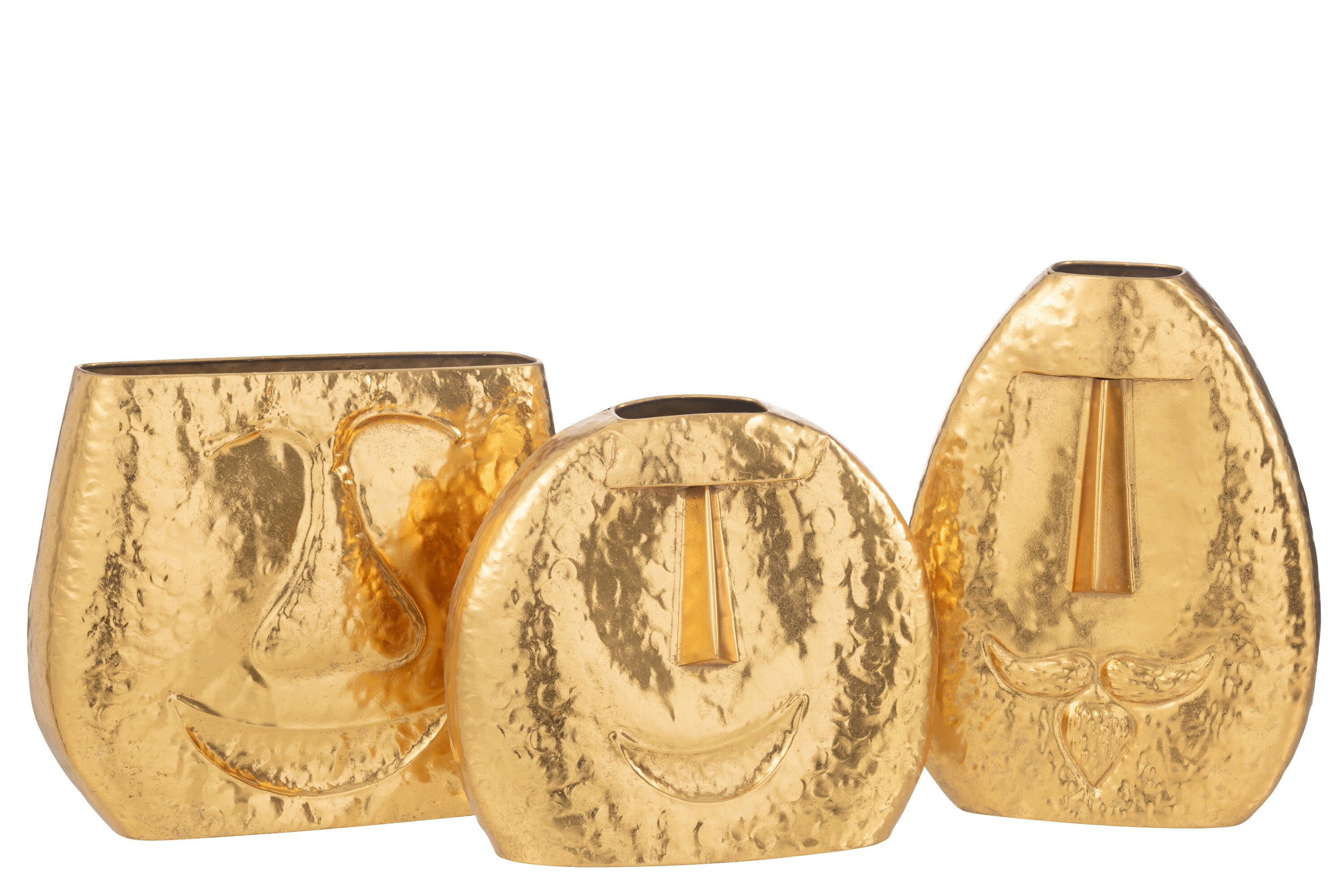 Deko Vasen Set Cara 3-teilig Gesichter Design Metall Gold