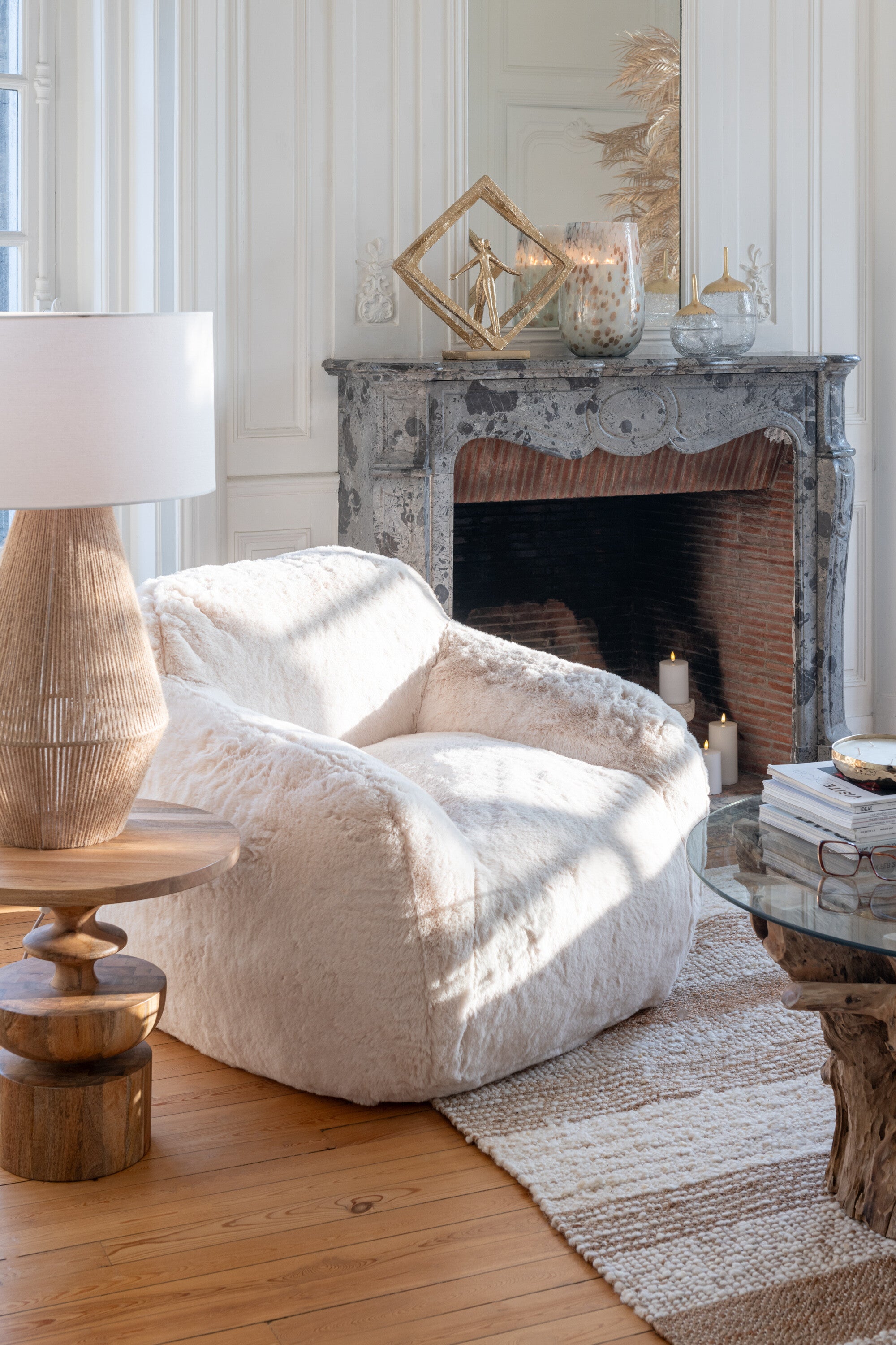 Sofa Cutie Lounge Sessel Creme Beige Flauschoptik