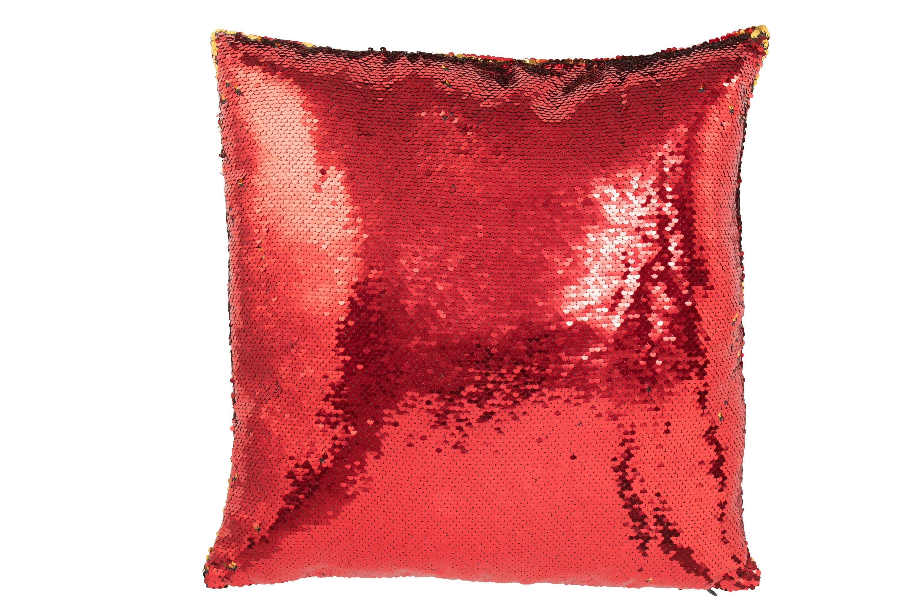Wendbares Pailletten Kissen – Rot Gold – 45x45 cm