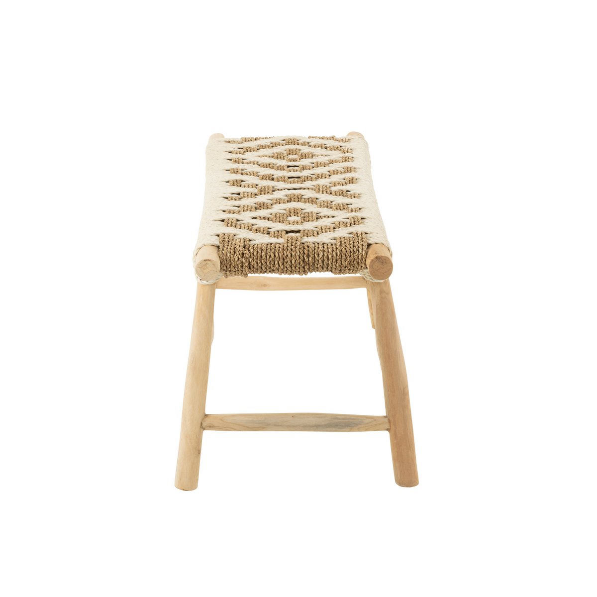 Teakholz Bank mit geflochtener Seegras Sitzfläche – Natur Design Sitzbank