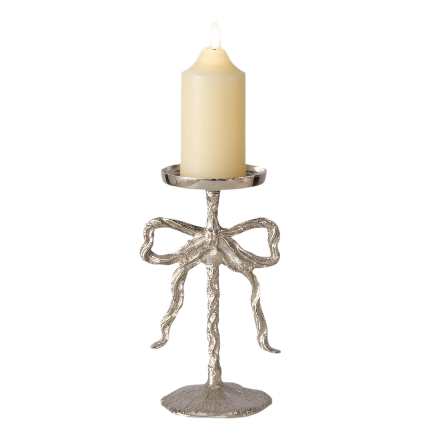 Bow Elegance Kerzenleuchter Schleifenform Silber 26cm Aluminium Handgefertigt