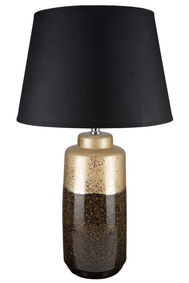 Tischleuchte Macchia – Keramik in Braun, Goldfarben und Schwarz