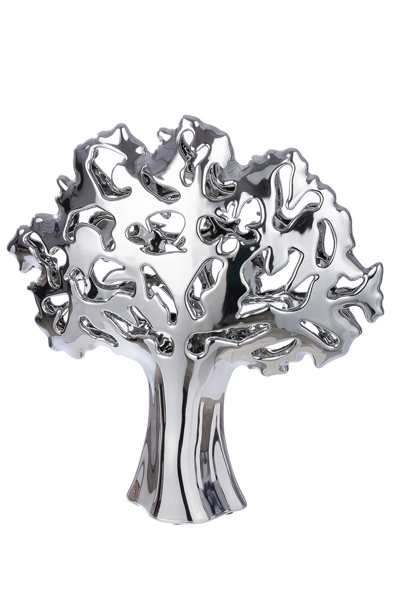 Deko Baum Alive Keramik Silber Glasiert Modern Höhe 35cm