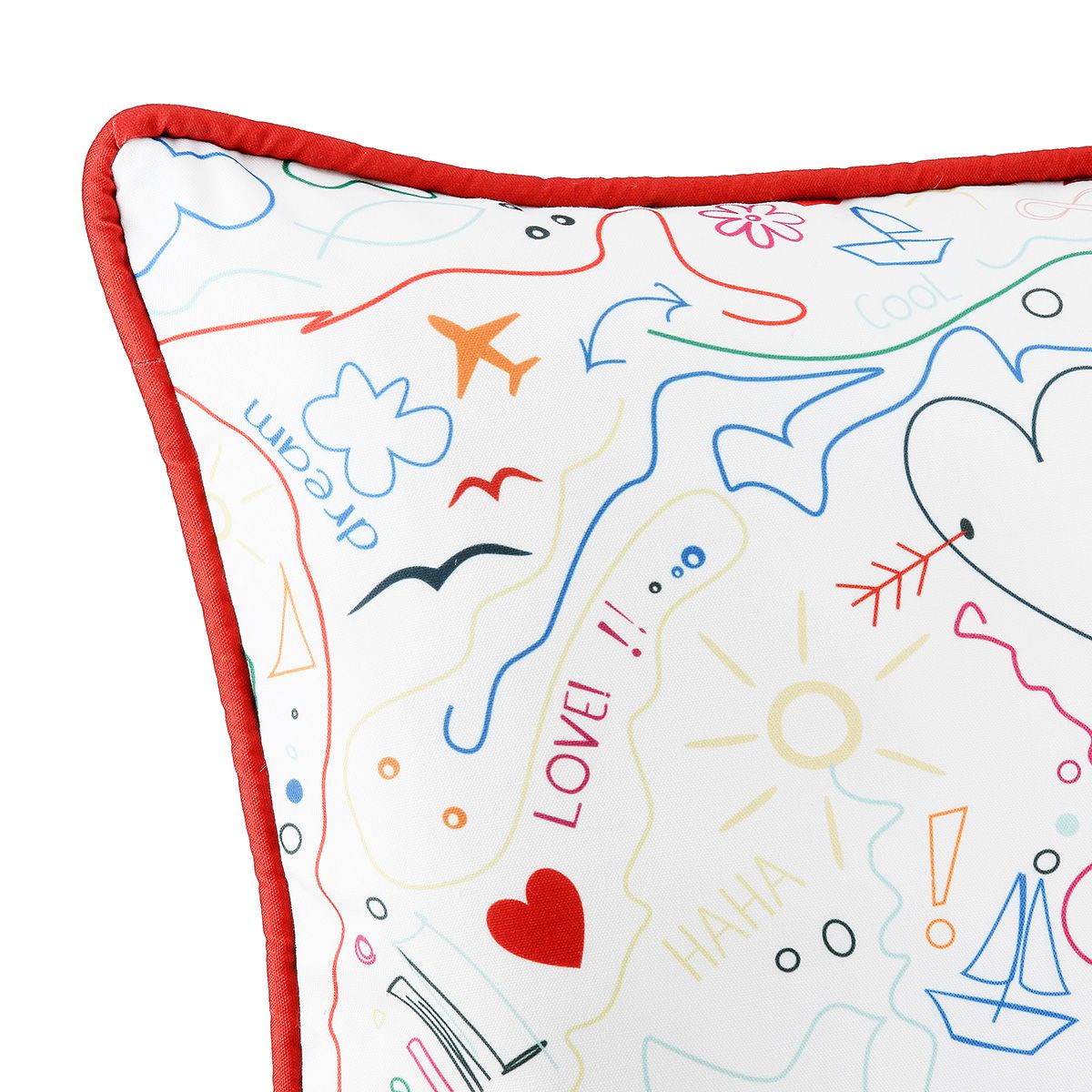 3er Set Kissen Colorful Modern Art – Quadratische Outdoor-Kissen im Einliniendesign