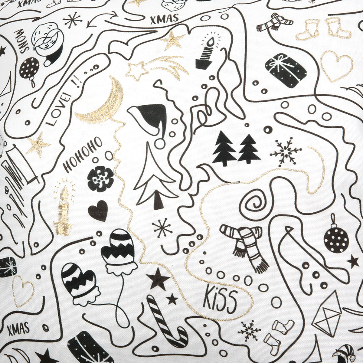 Zierkissen Christmas Kiss 3er Set Schwarz Weiß Gold 45x45