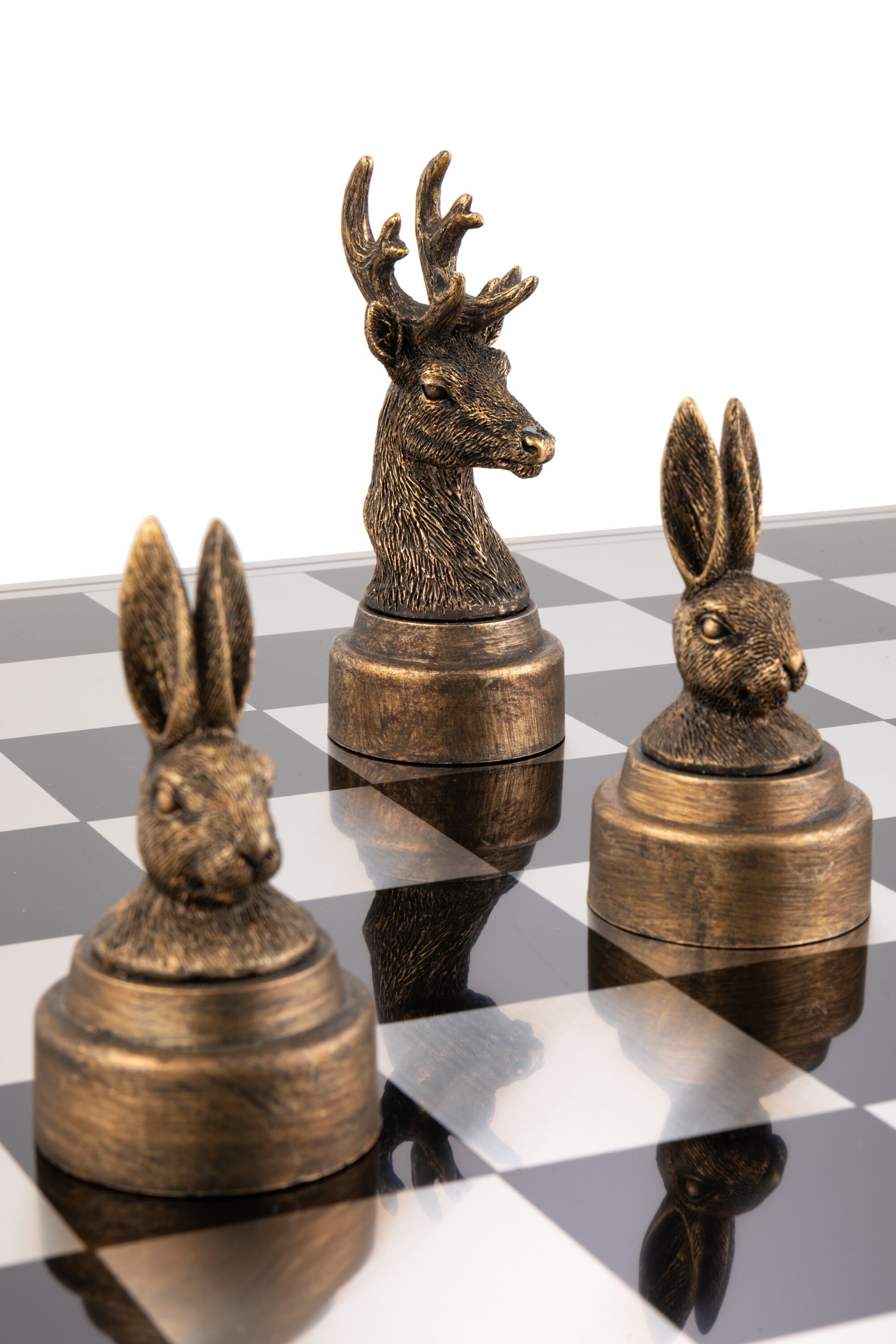Schachset Tiere Polyresin Multicolor Deko Schachbrett 60cm