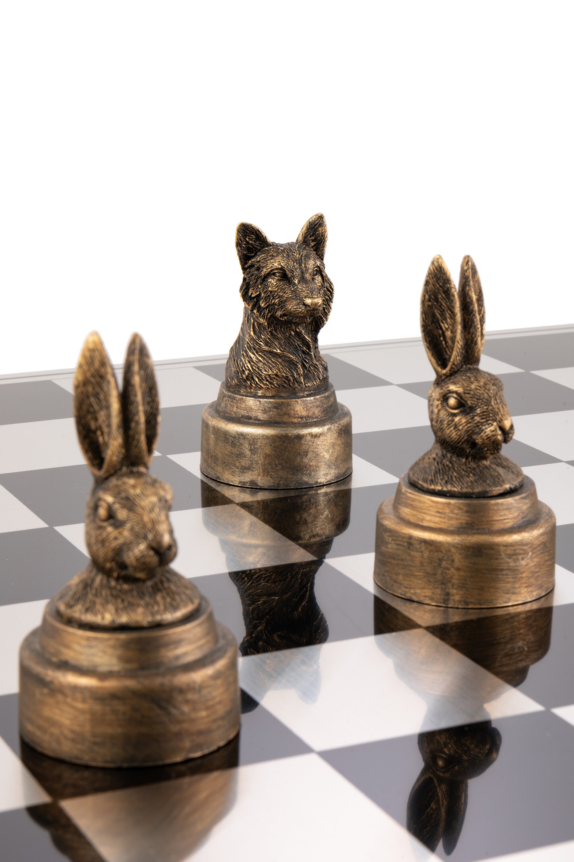 Schachset Tiere Polyresin Multicolor Deko Schachbrett 60cm