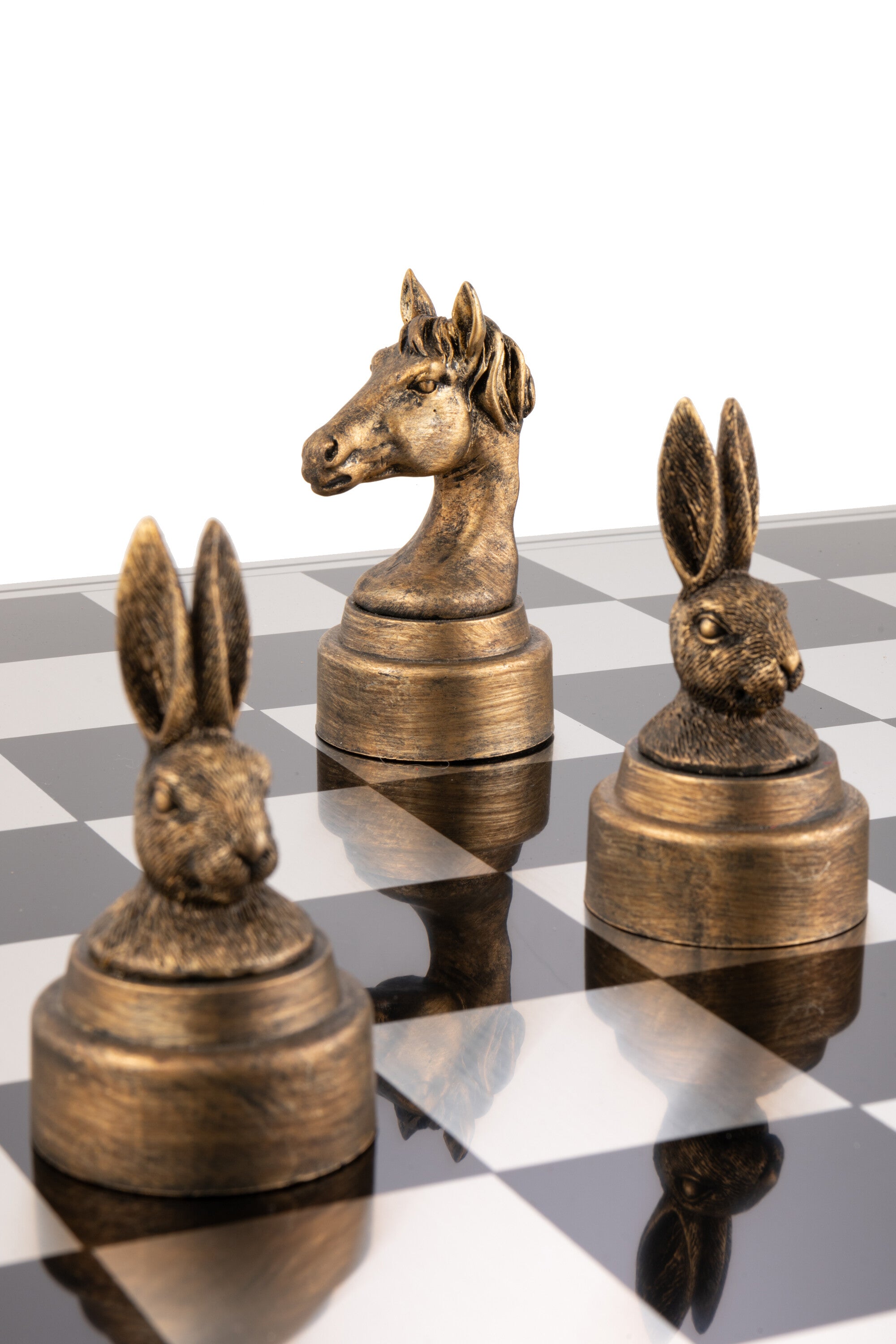 Schachset Tiere Polyresin Multicolor Deko Schachbrett 60cm