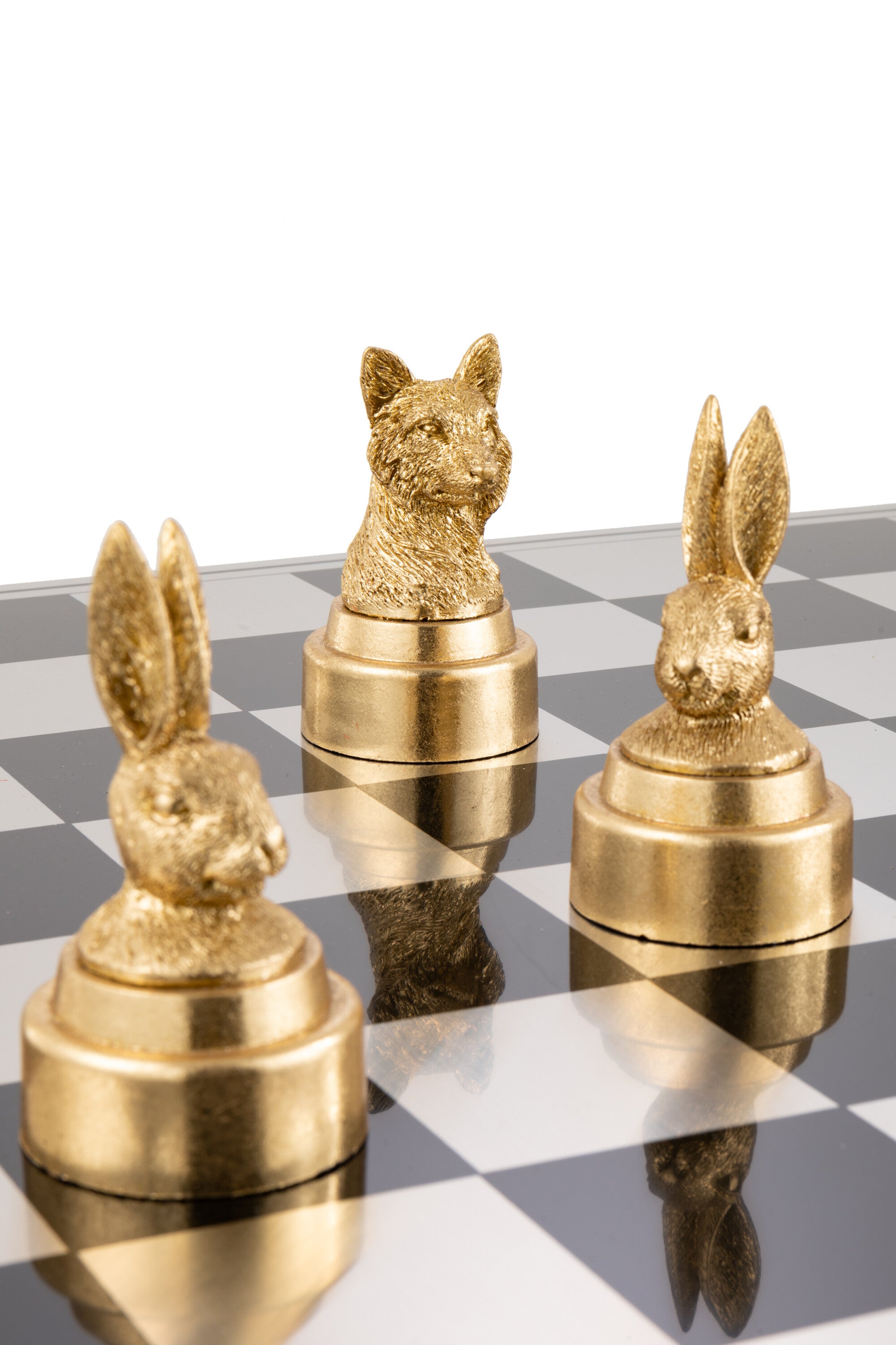 Schachset Tiere Polyresin Multicolor Deko Schachbrett 60cm