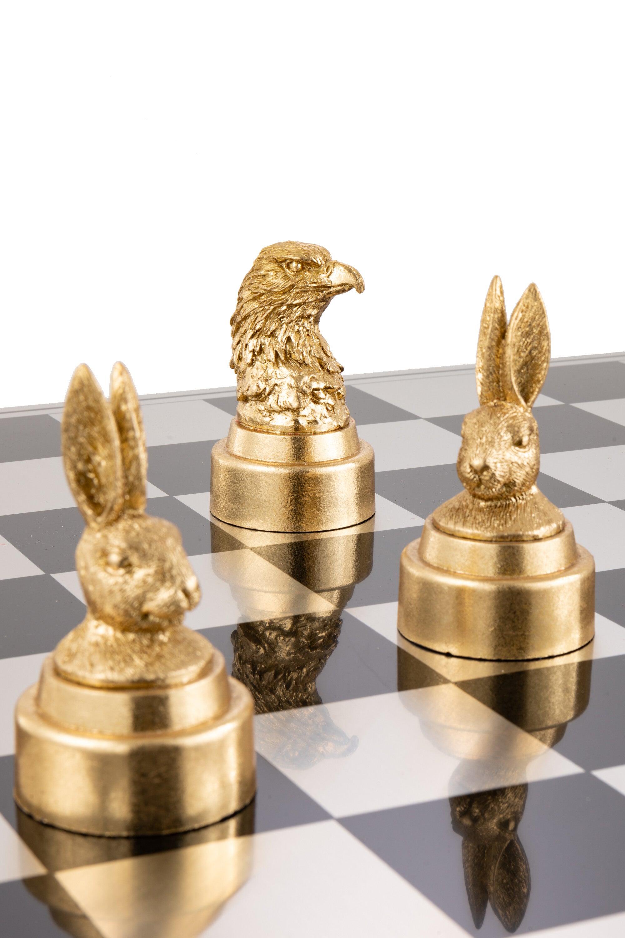Schachset Tiere Polyresin Multicolor Deko Schachbrett 60cm
