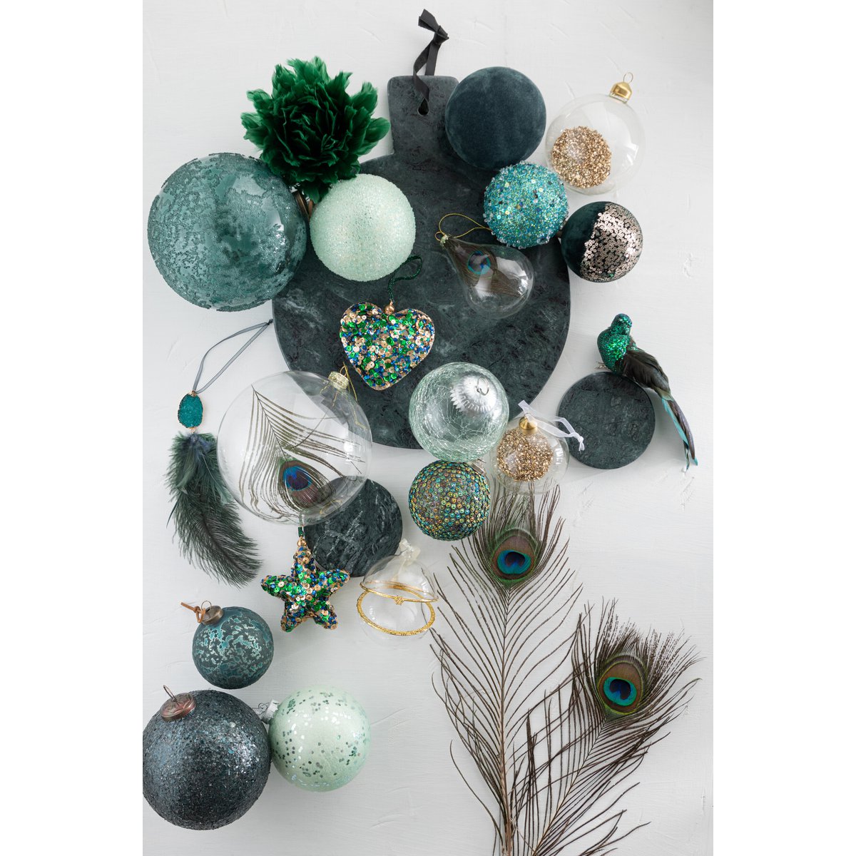 J-Line Weihnachtskugel – Glas – klar/gold – mittel – 4er-Box