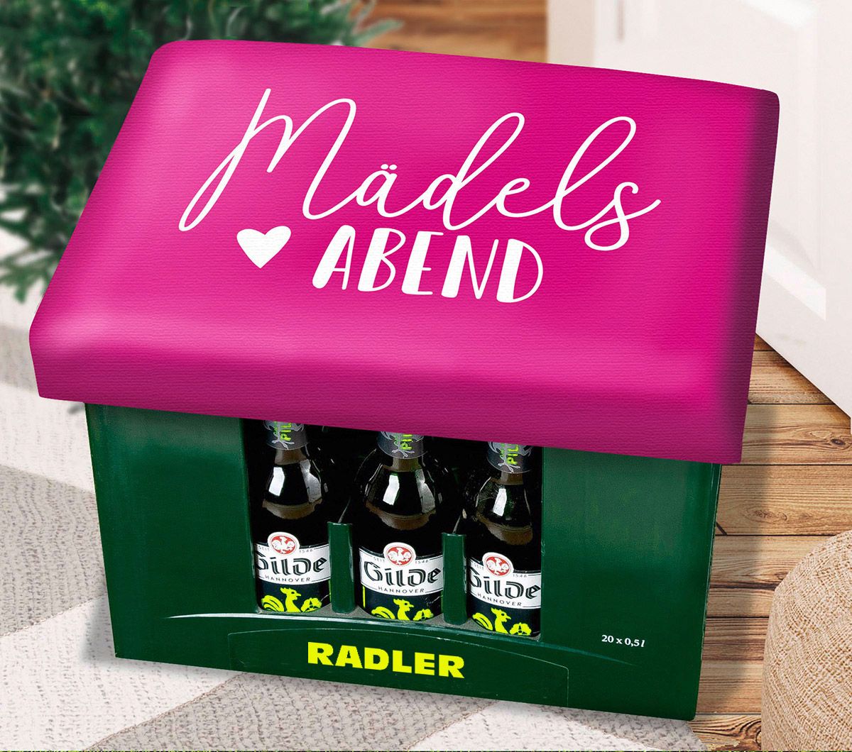 Sitzpolster Mädelsabend – Bequeme Auflage für Bier- und Getränkekisten