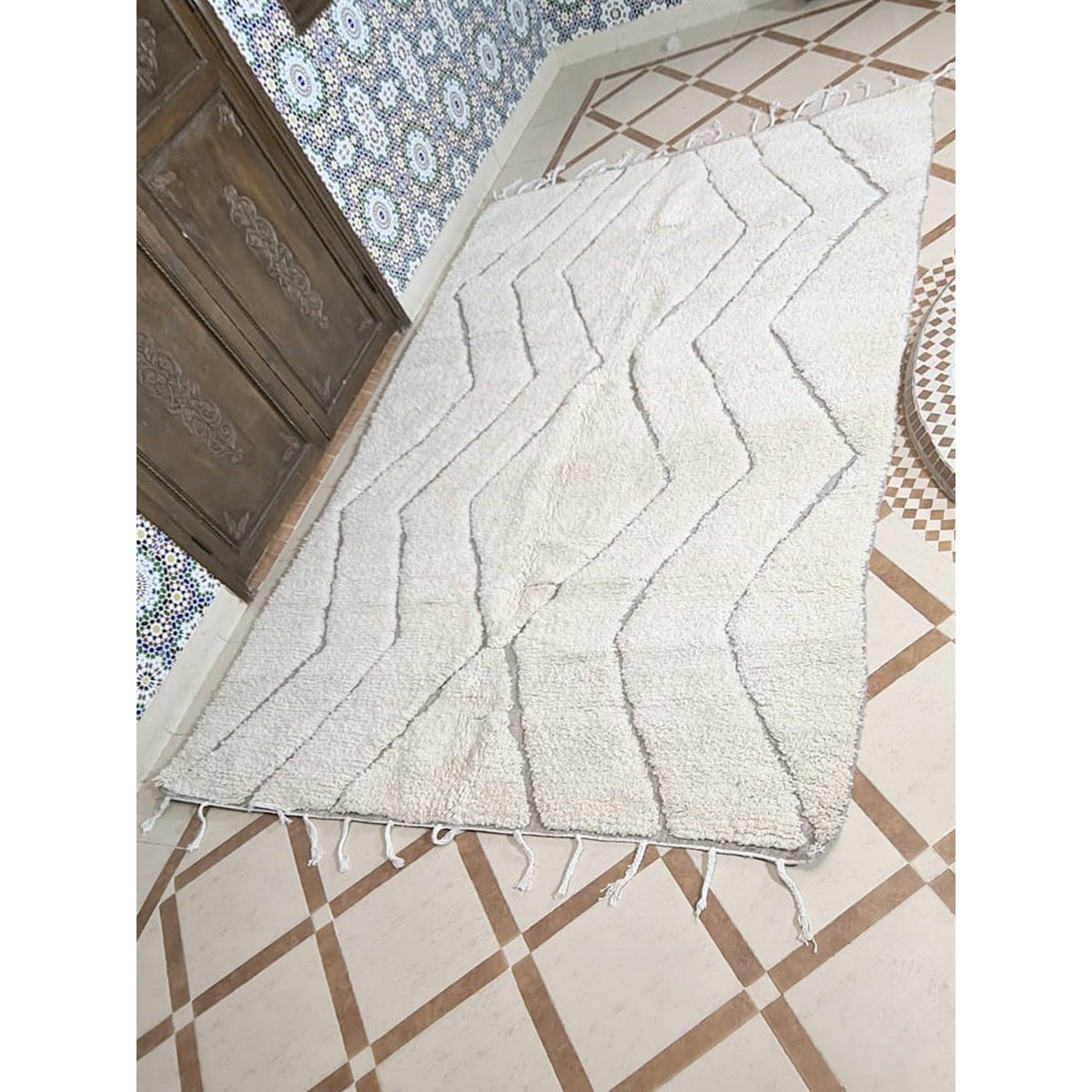 Authentischer marokkanischer Berberteppich aus Wolle El Jadida 190 x 292 cm