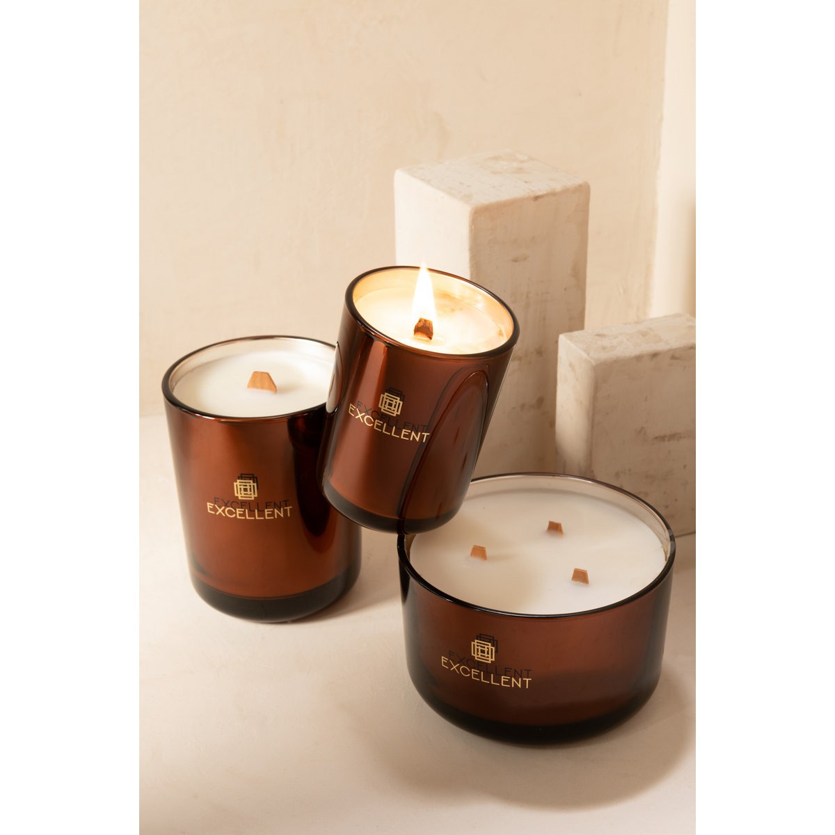 J-Line Duftkerzen Excellent – Siberia Fir – Glas – Braun – groß – 40U