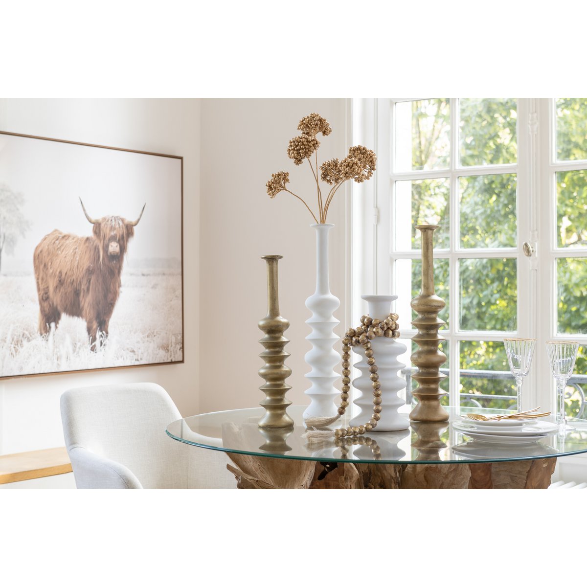 Vase Nebu Keramik Gold 50x10.5 cm