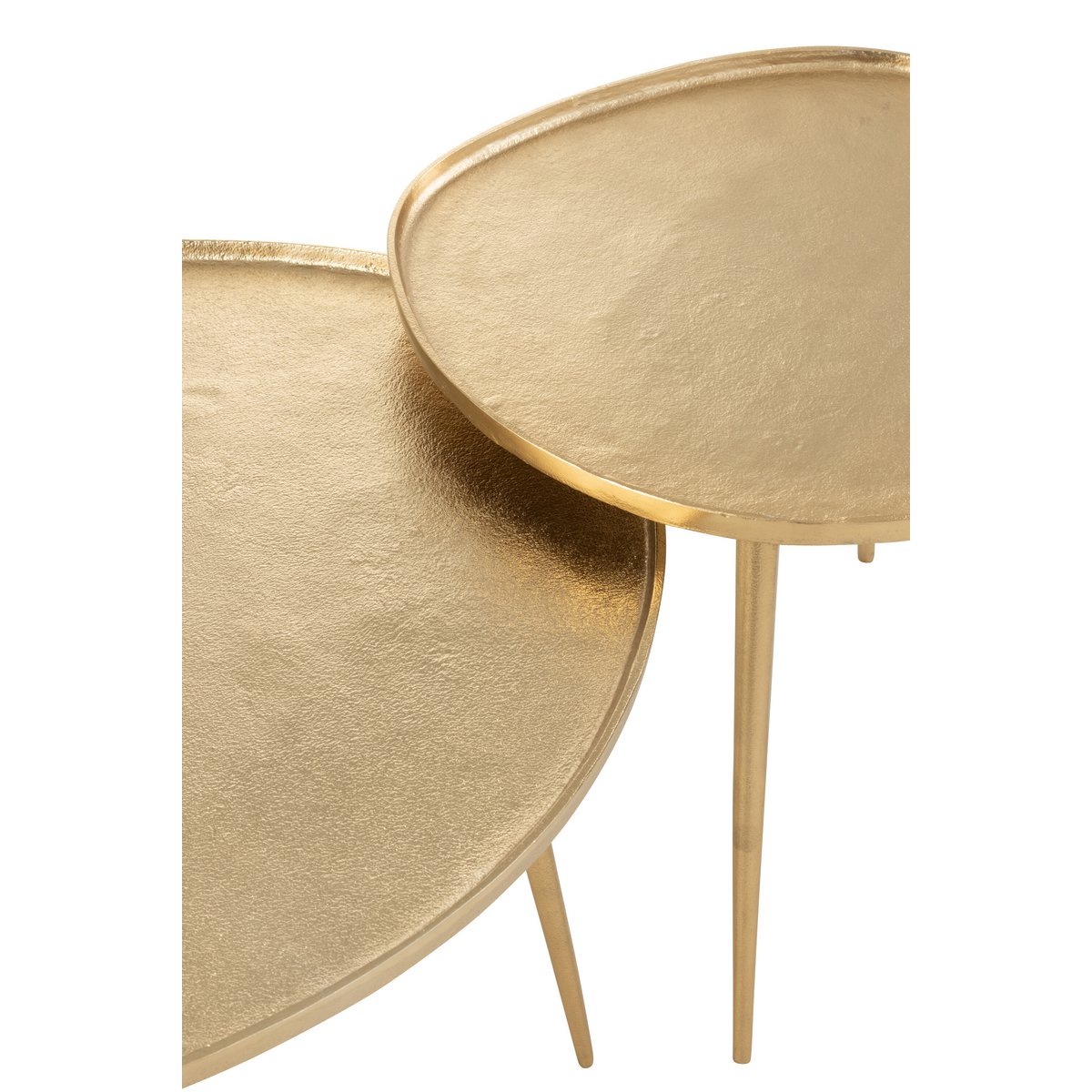 Set aus 2 Beistelltischen Vinta Aluminium Gold