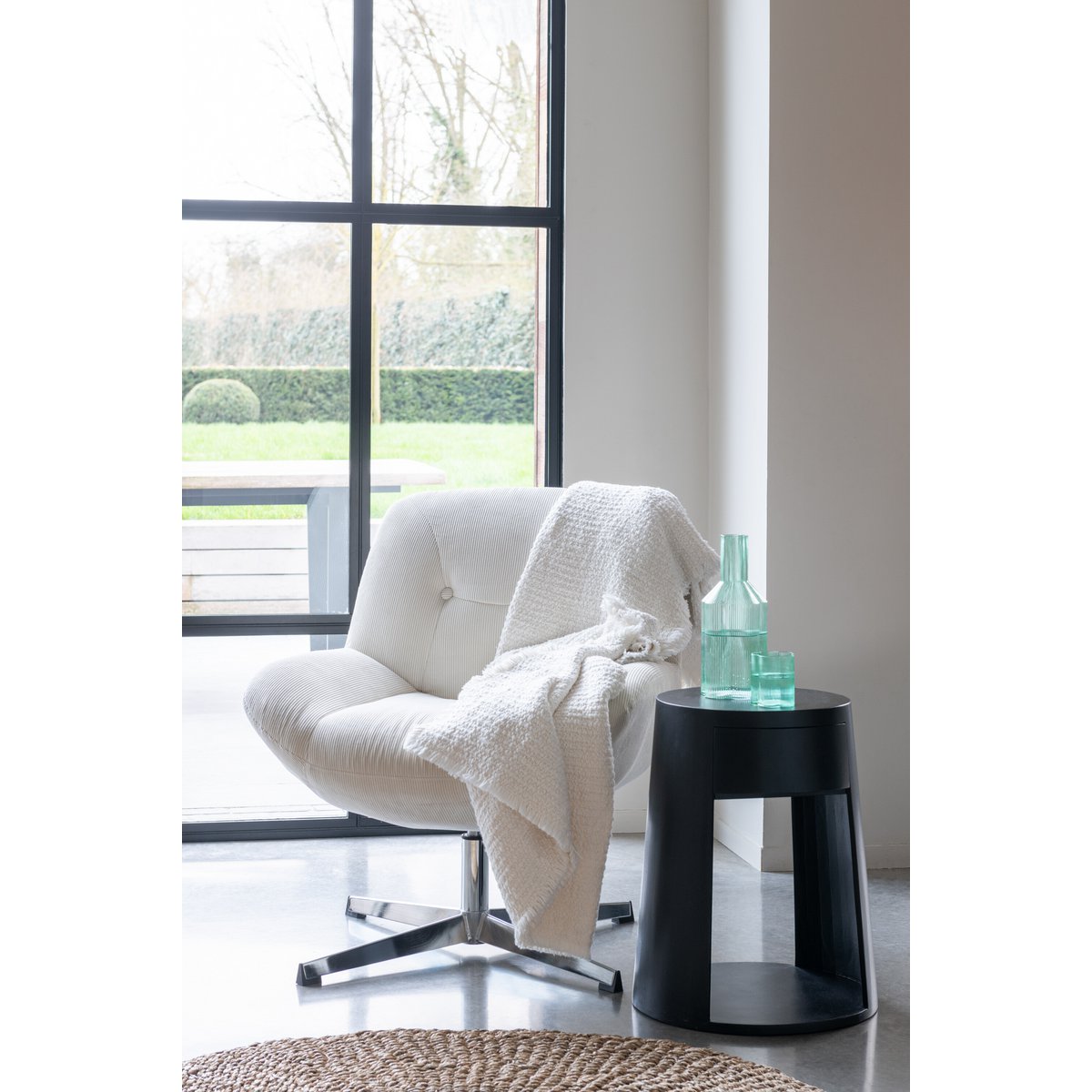 J-Line Loungesessel Chill Metal/Sperrholz Creme/Silber