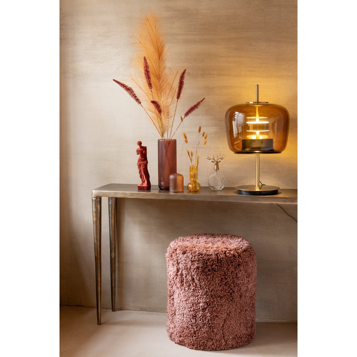 J-Line lamp – glass – brown – LED lights