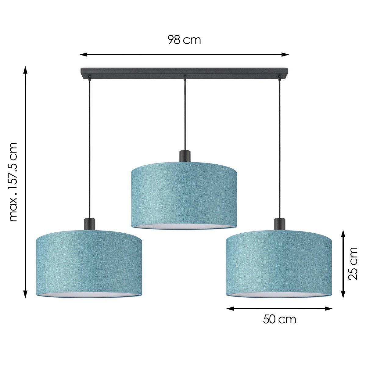 Heims süßer Haushaltslampe Leinwand - XXL Strahl 3L - Benzinblau - 50 cm