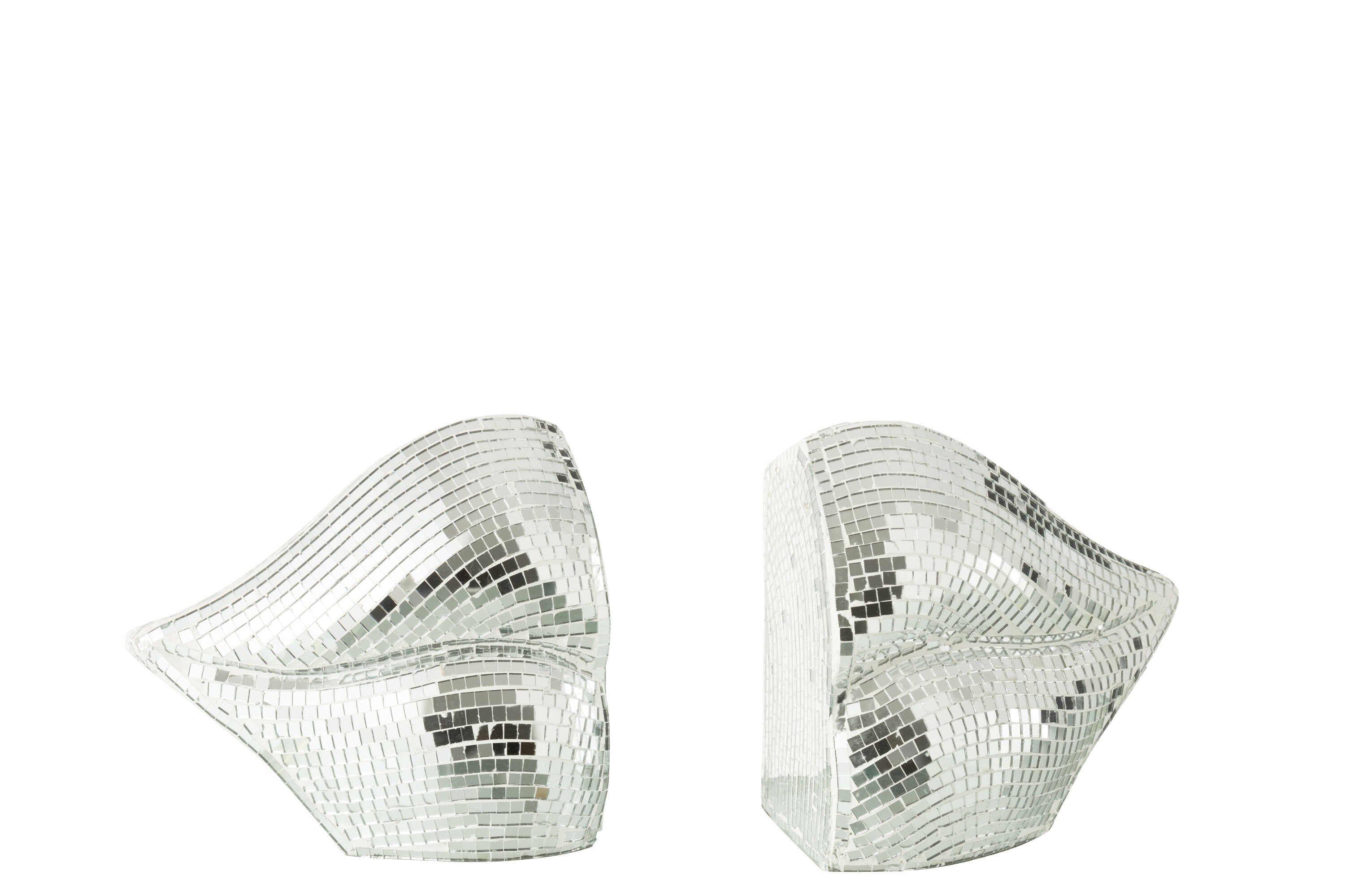 Bücherstützen Lips 2er Set Silber Spiegel Mosaik Disco Resin 13,5 cm