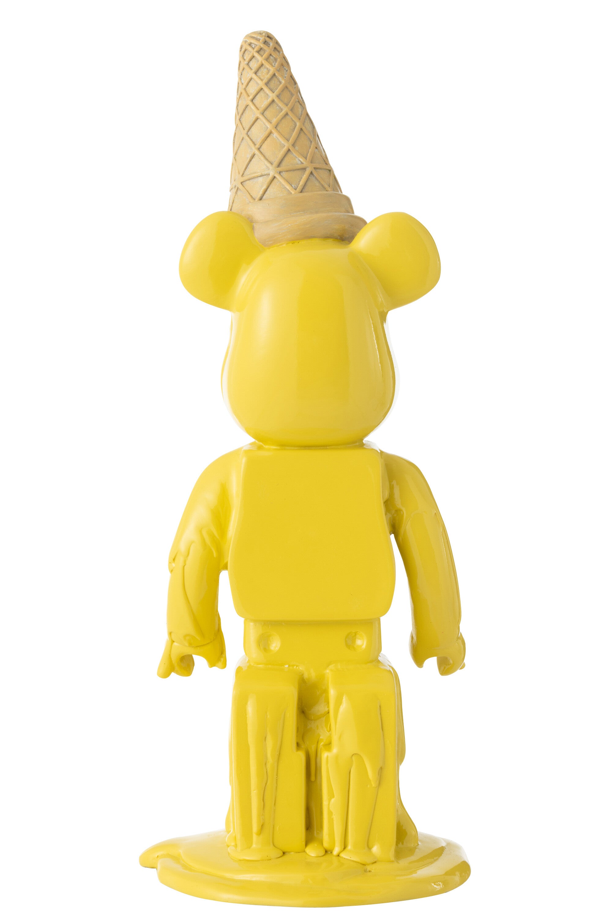 Dekofigur Bär mit Eistüte – Pop-Art Skulptur in Gelb Höhe 39,5cm