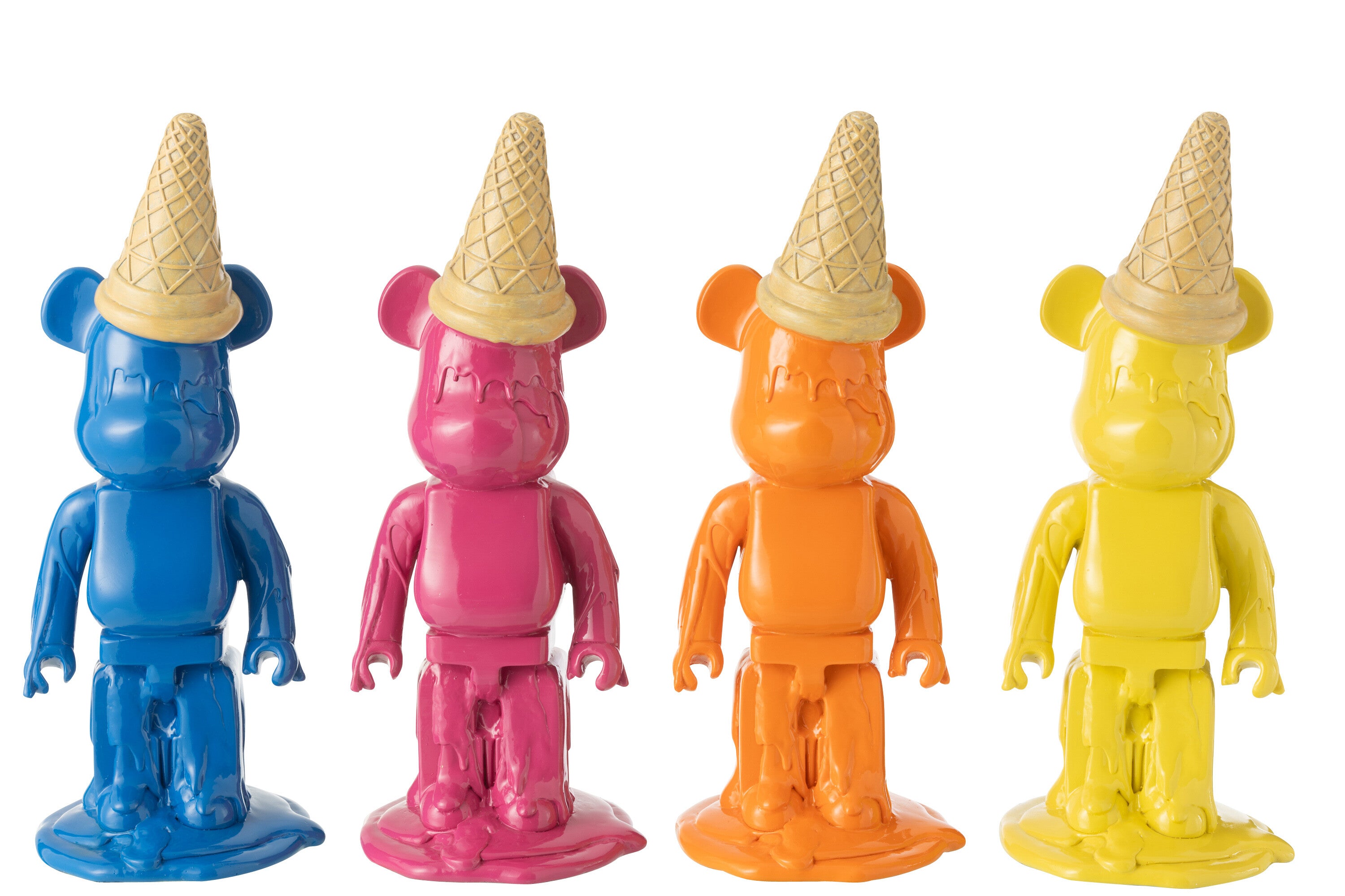 Dekofigur Bär mit Eistüte – Pop-Art Skulptur in Gelb Höhe 39,5cm