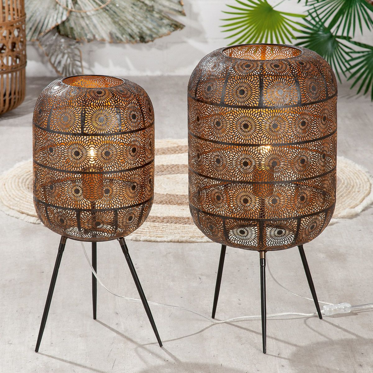 Menara Bodenlampe in Schwarz Gold – Orientalisches Design