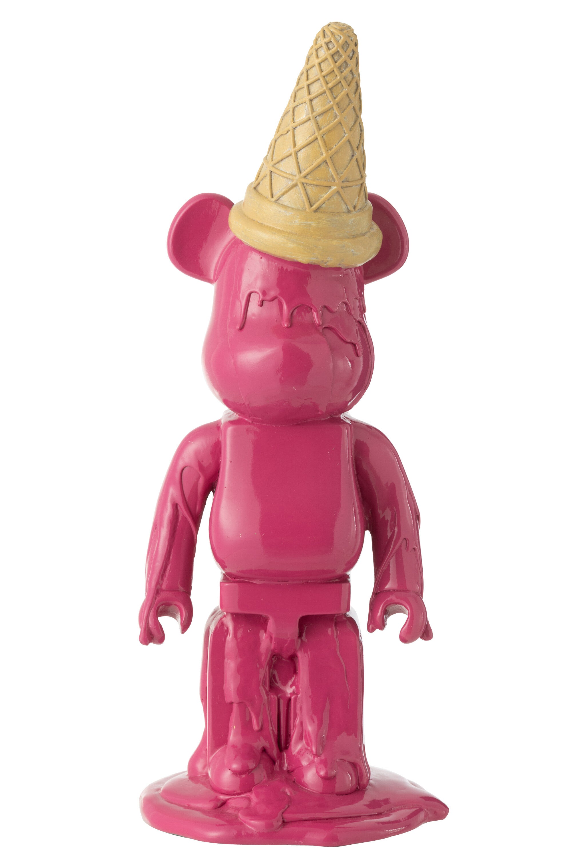 Dekofigur Bär mit Eistüte – Pop-Art Skulptur in Pink Höhe 39,5cm