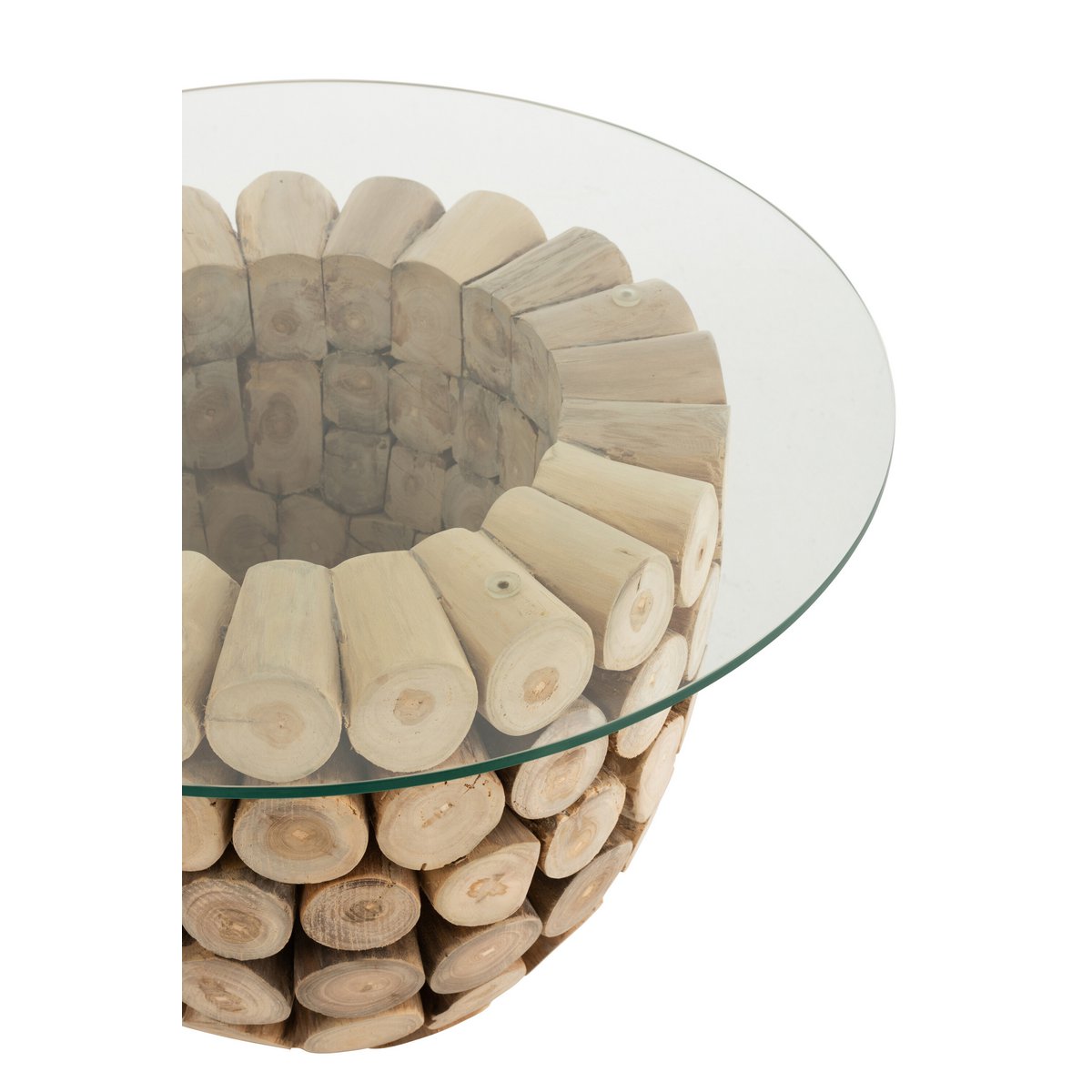 Beistelltisch Teak Circles Teakholz Glas Rund Natur 45cm